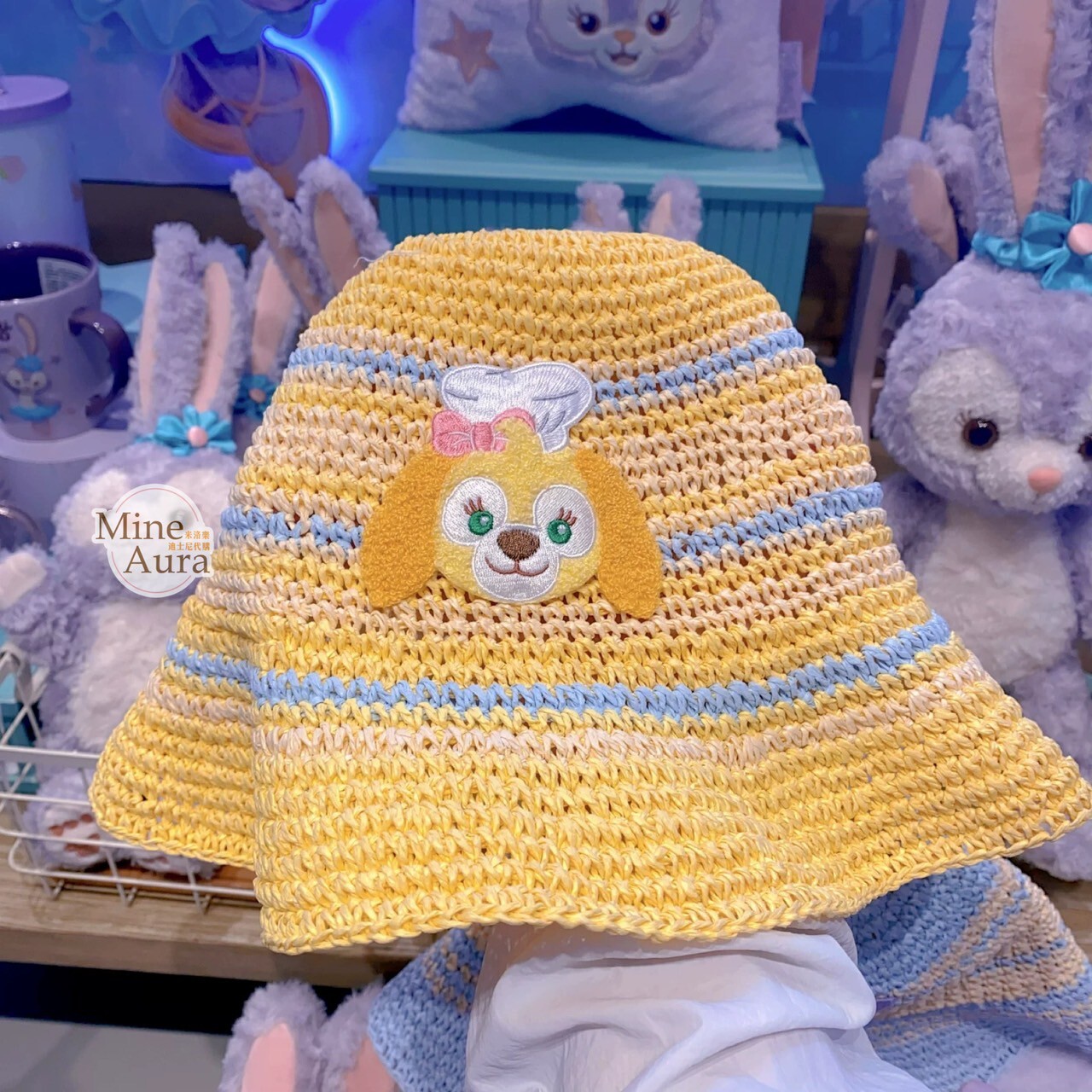 可琦安 餅乾 CookieAnn 大頭刺繡 拚色 編織 草帽 遮陽帽 帽子 -上海迪士尼樂園