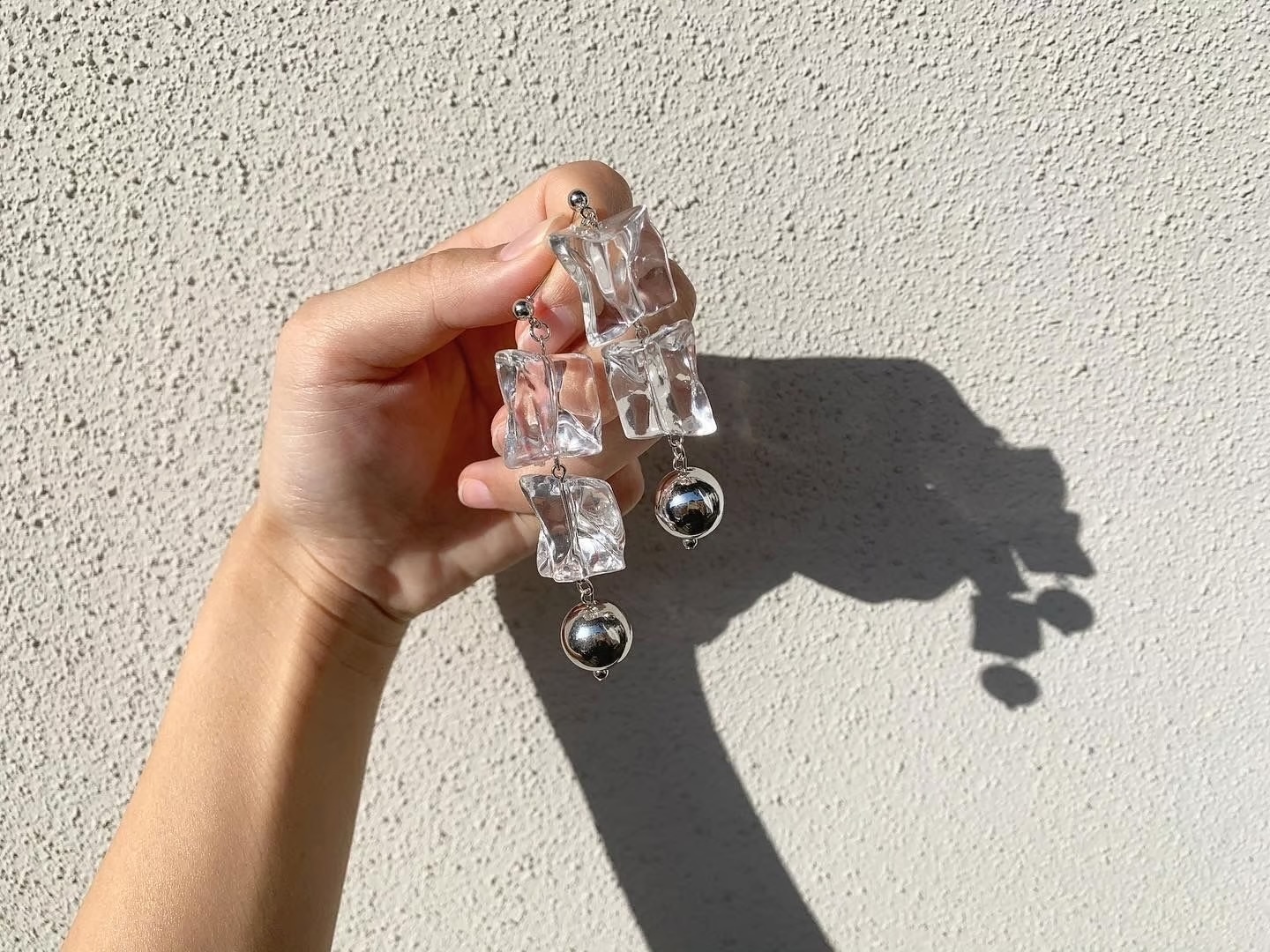 [m-world] clear cube silver | 耳針 | NO.21