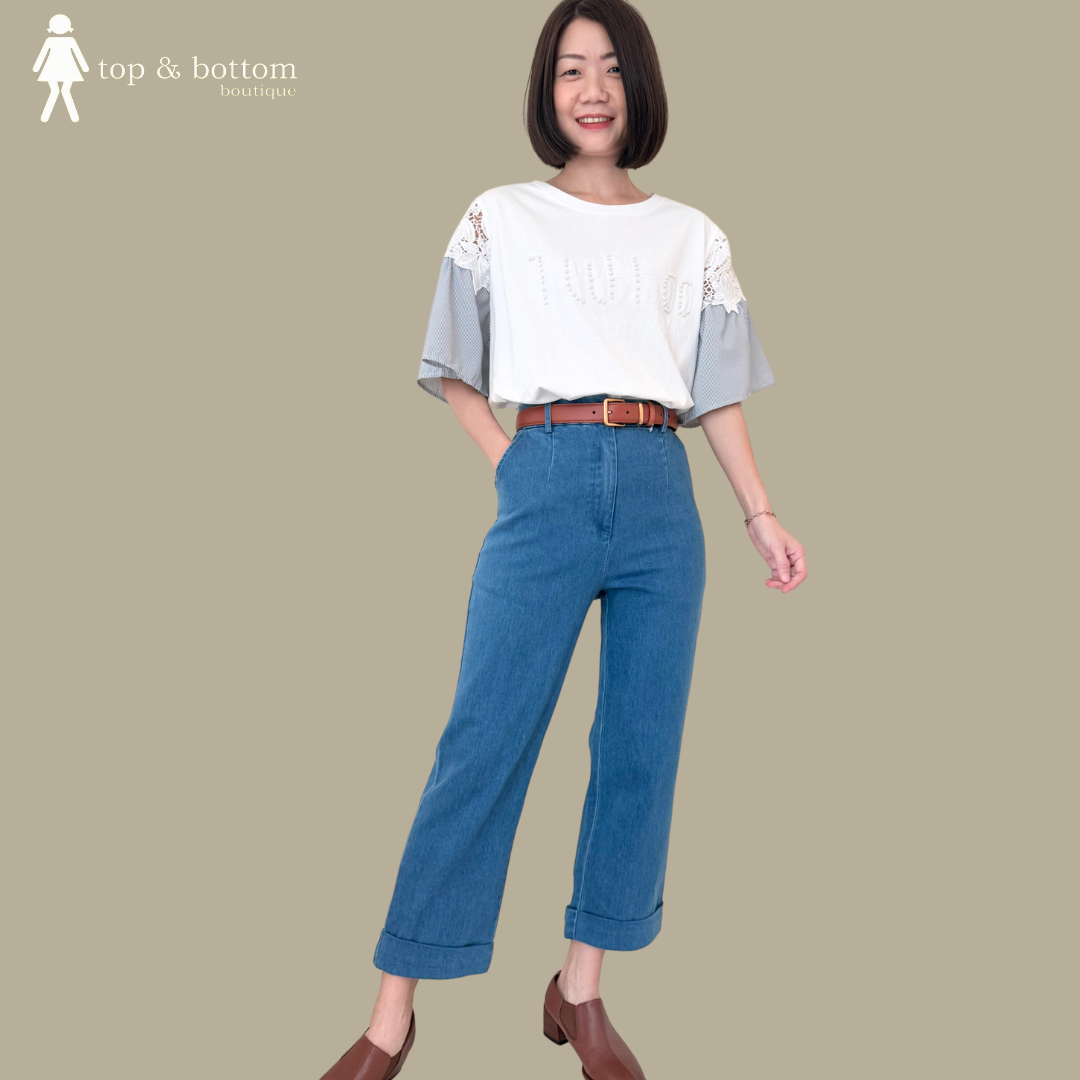 HIGH WAISTED DENIM ANKLE PANT