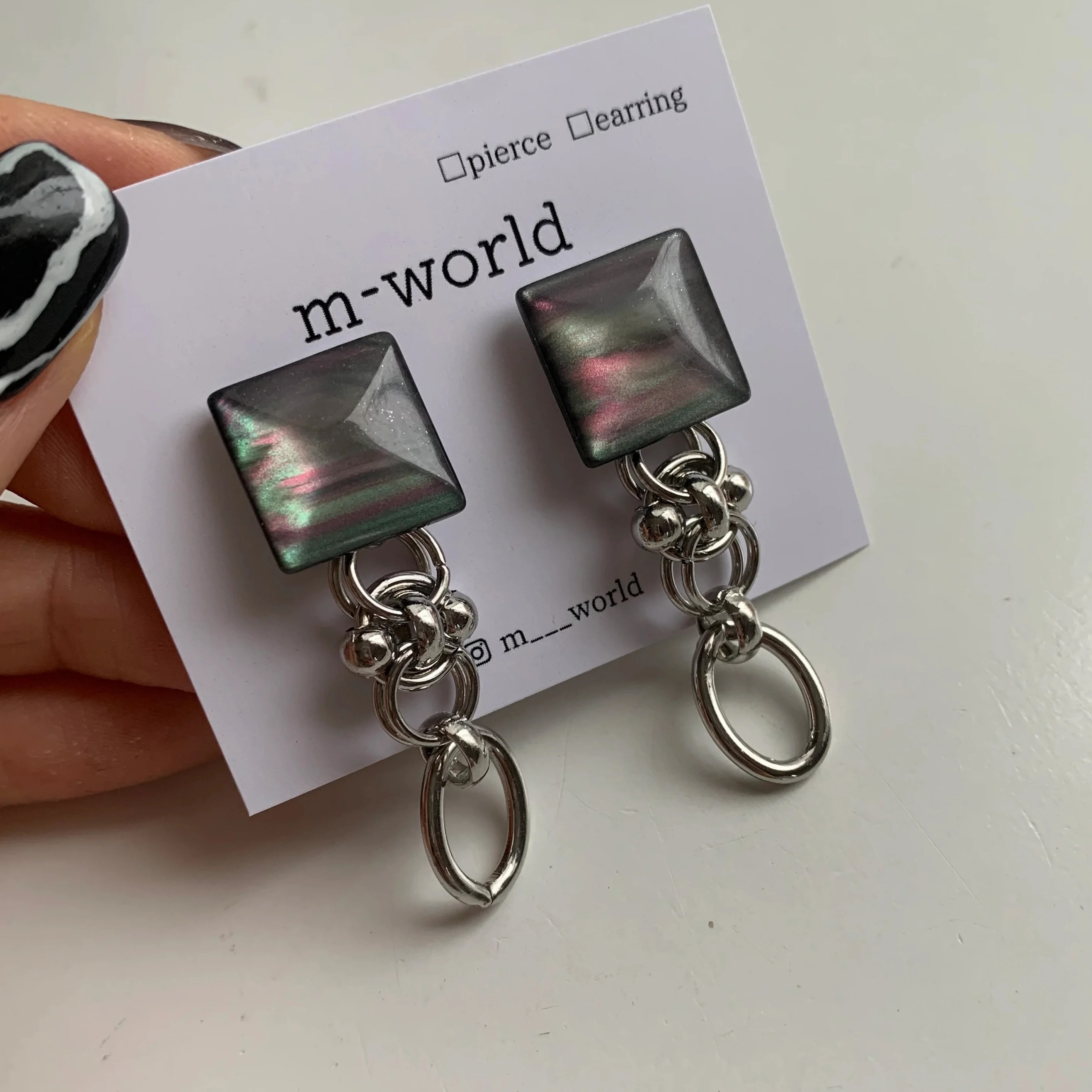 [m-world] square marble | 耳針 | NO.25