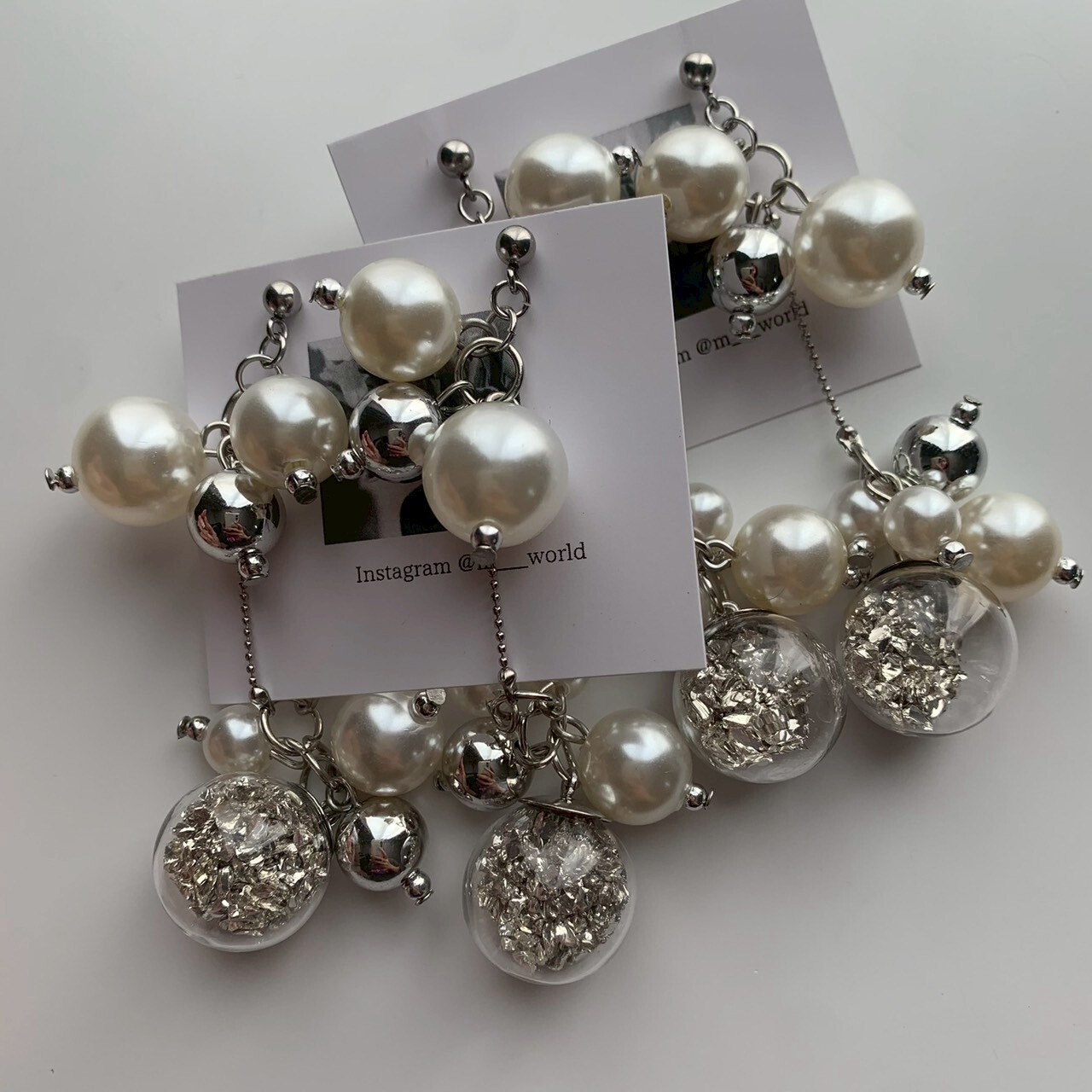 [m-world] volume pearl (silver) | 耳夾 | NO.30