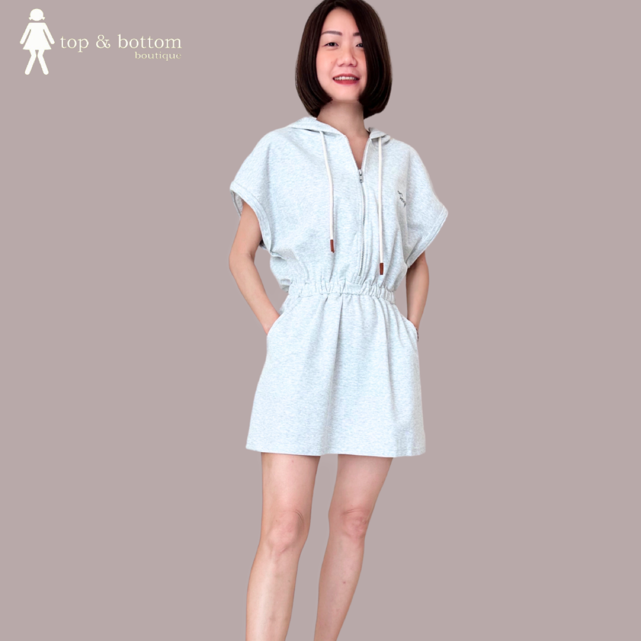 SHORT SLEEVE HOODIE CASUAL SHORT DRESS