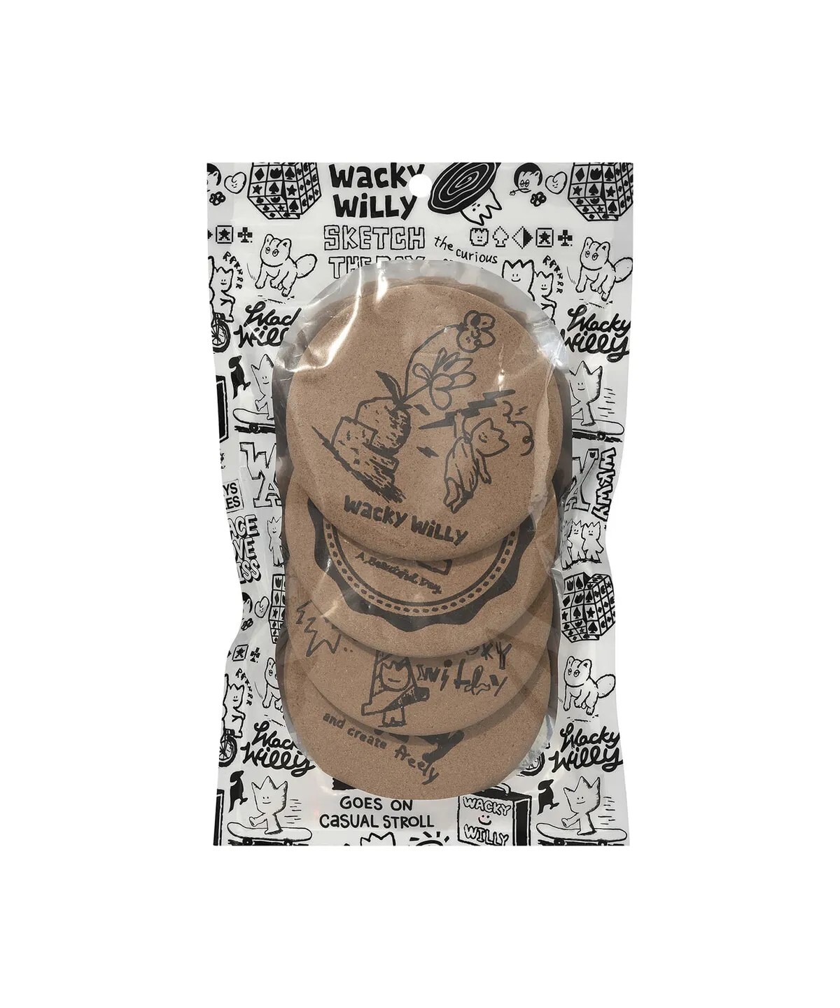 【OWN】Wacky Willy 杯墊組 杯蓋 兩用 軟木 四種造型 組合