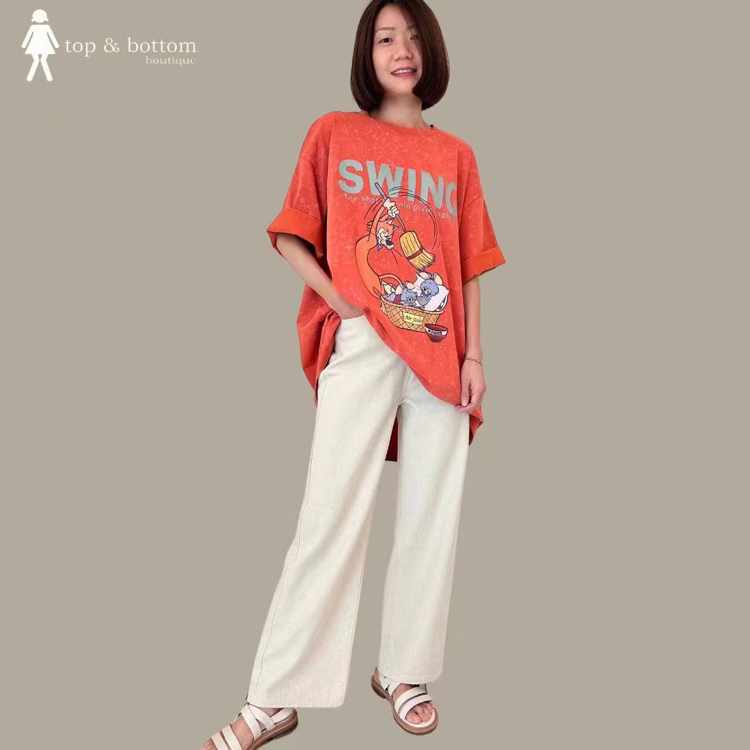 TOM & JERRY PRINTED OVERSIZE TEE