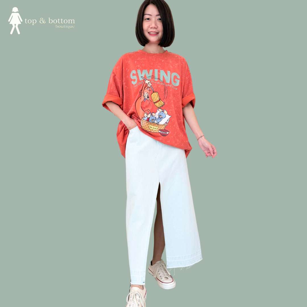 TOM & JERRY PRINTED OVERSIZE TEE