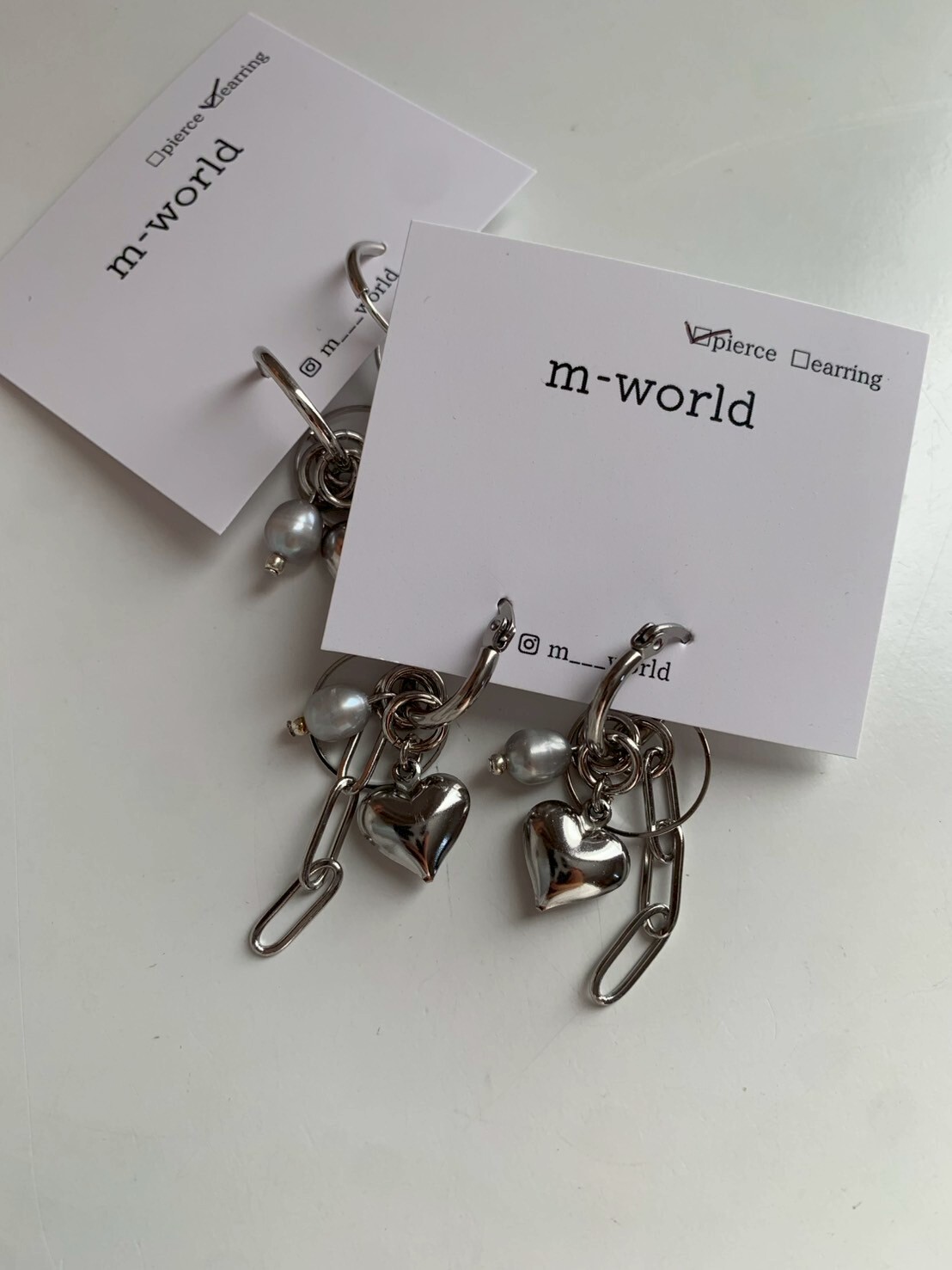 [m-world] gray freshwater pearl hoop | 耳夾 | NO.32