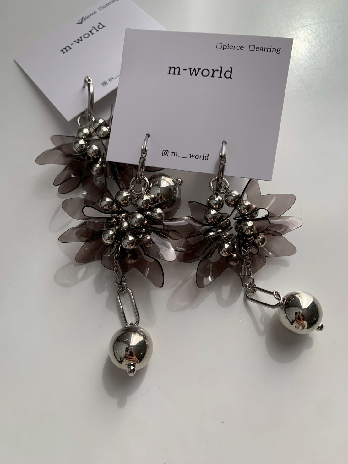 [m-world] flower pvc hoop (black) | 耳針 | NO.35