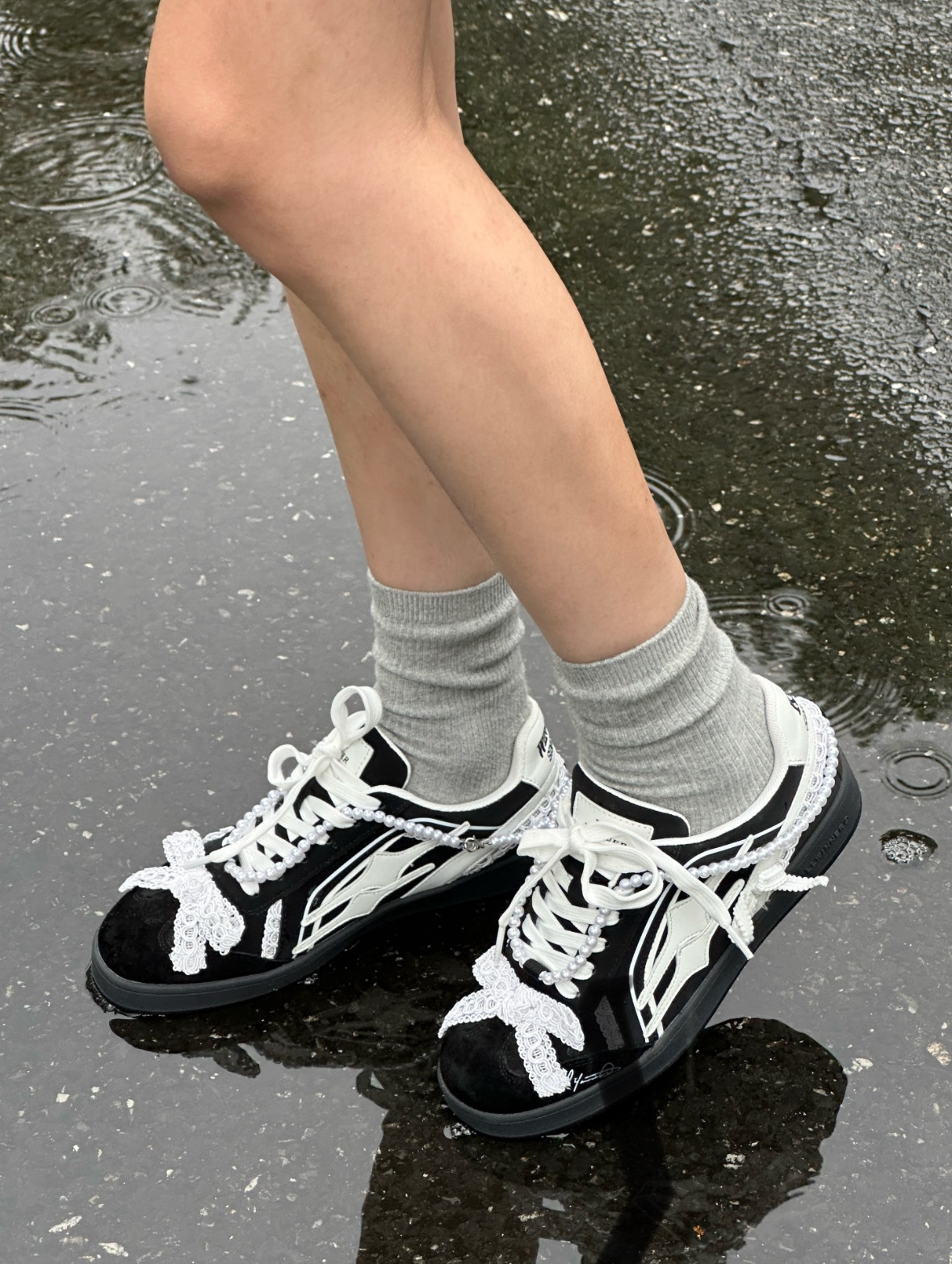 <快速出貨>Killwinner 德訓鞋 白蕾絲石墨黑