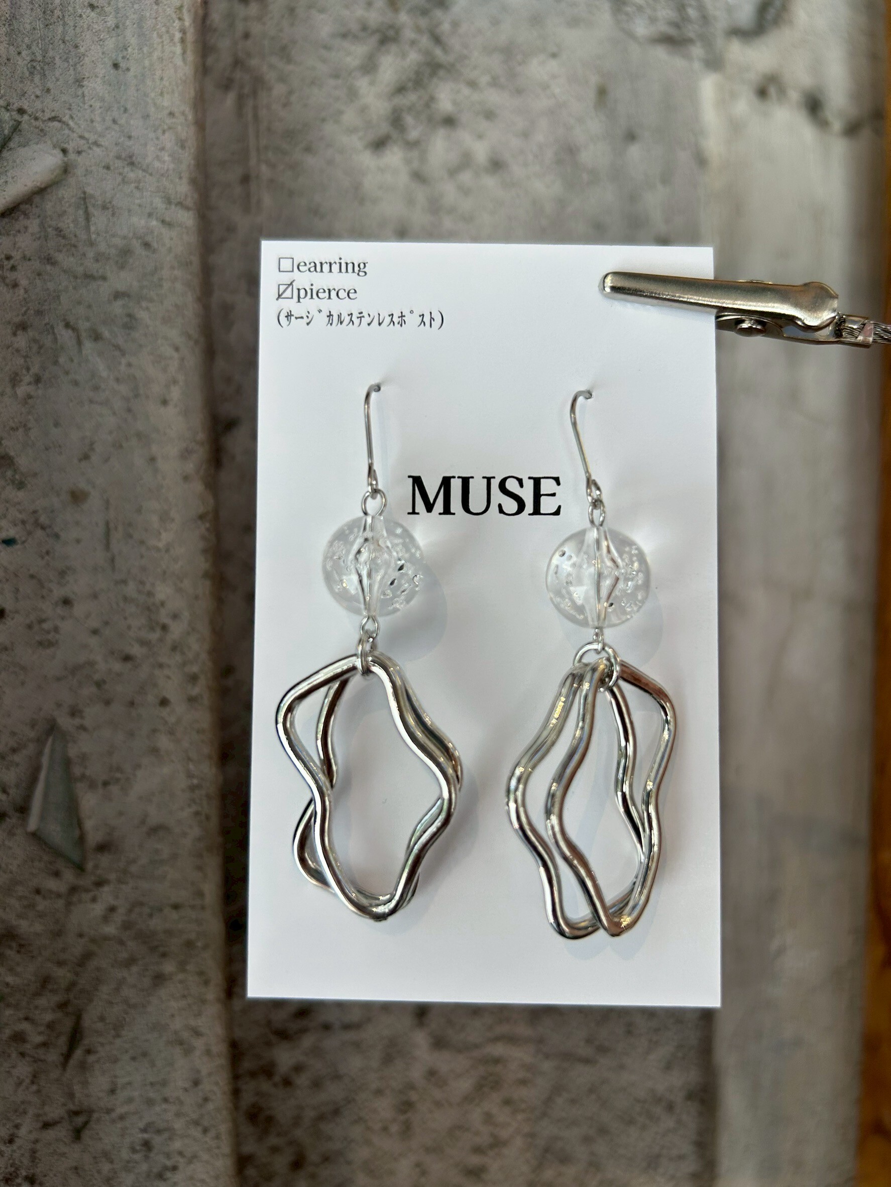[MUSE] 不對稱雙圈設計耳環 | 耳夾 | NO.3