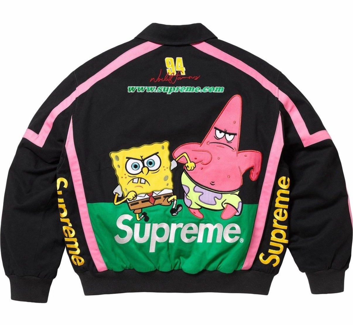 Supreme x 海綿寶寶 聯名美式刺繡潮流夾克(黑)