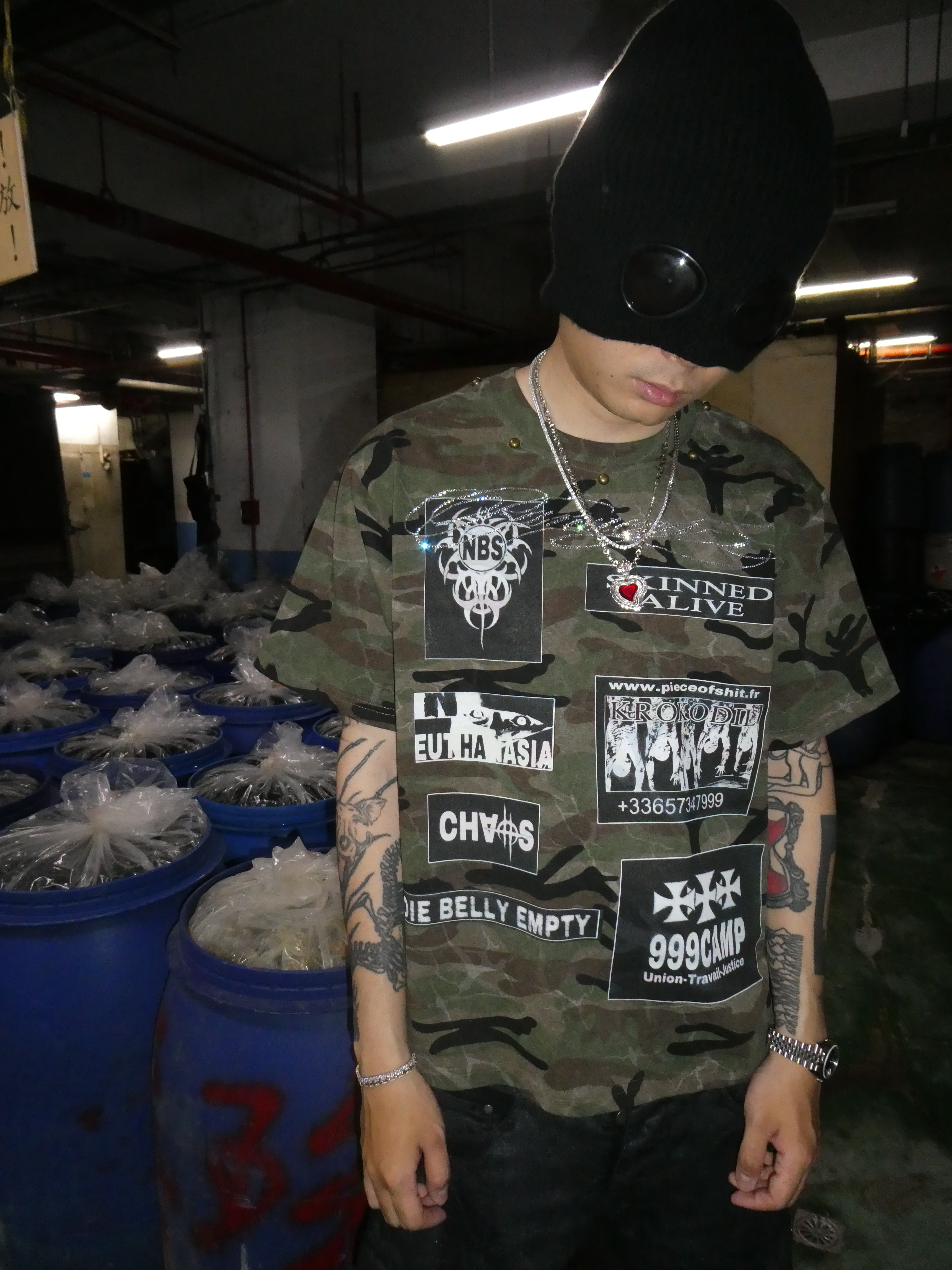 PANACEA X PIECE OF SHIT 迷彩聯名水鑽短袖
