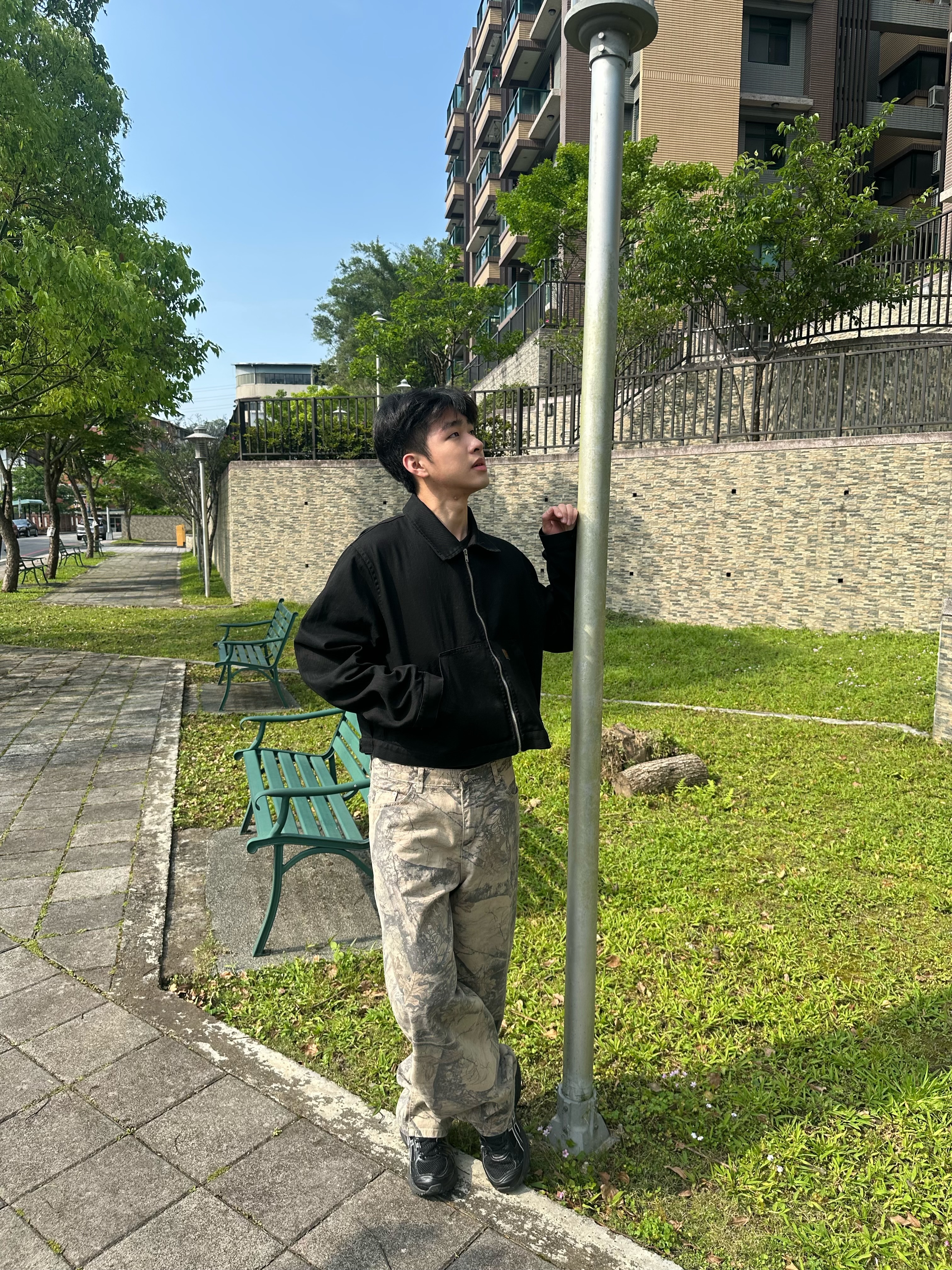 卡哈感 皮標 刺繡 工裝 短版夾克