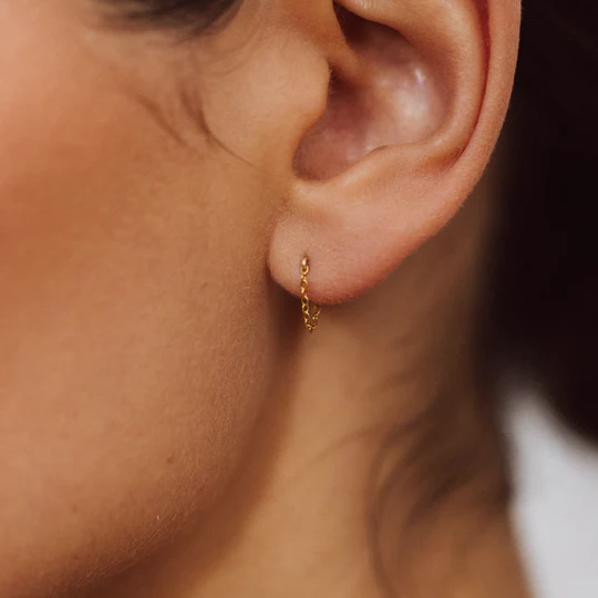 1YA0903-852 YAY PARIS Chain Earrings Pair Gold #7esch100 (A-EU-E)