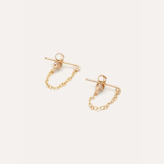 1YA0903-852 YAY PARIS Chain Earrings Pair Gold #7esch100 (A-EU-E)