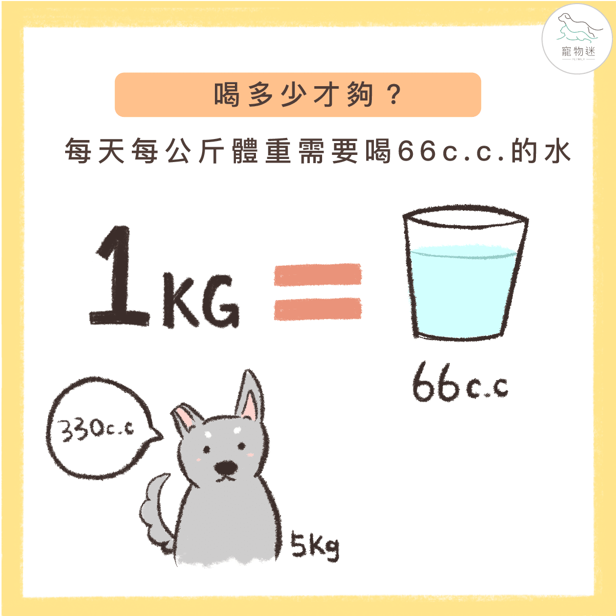 狗狗每天應該喝多少水？