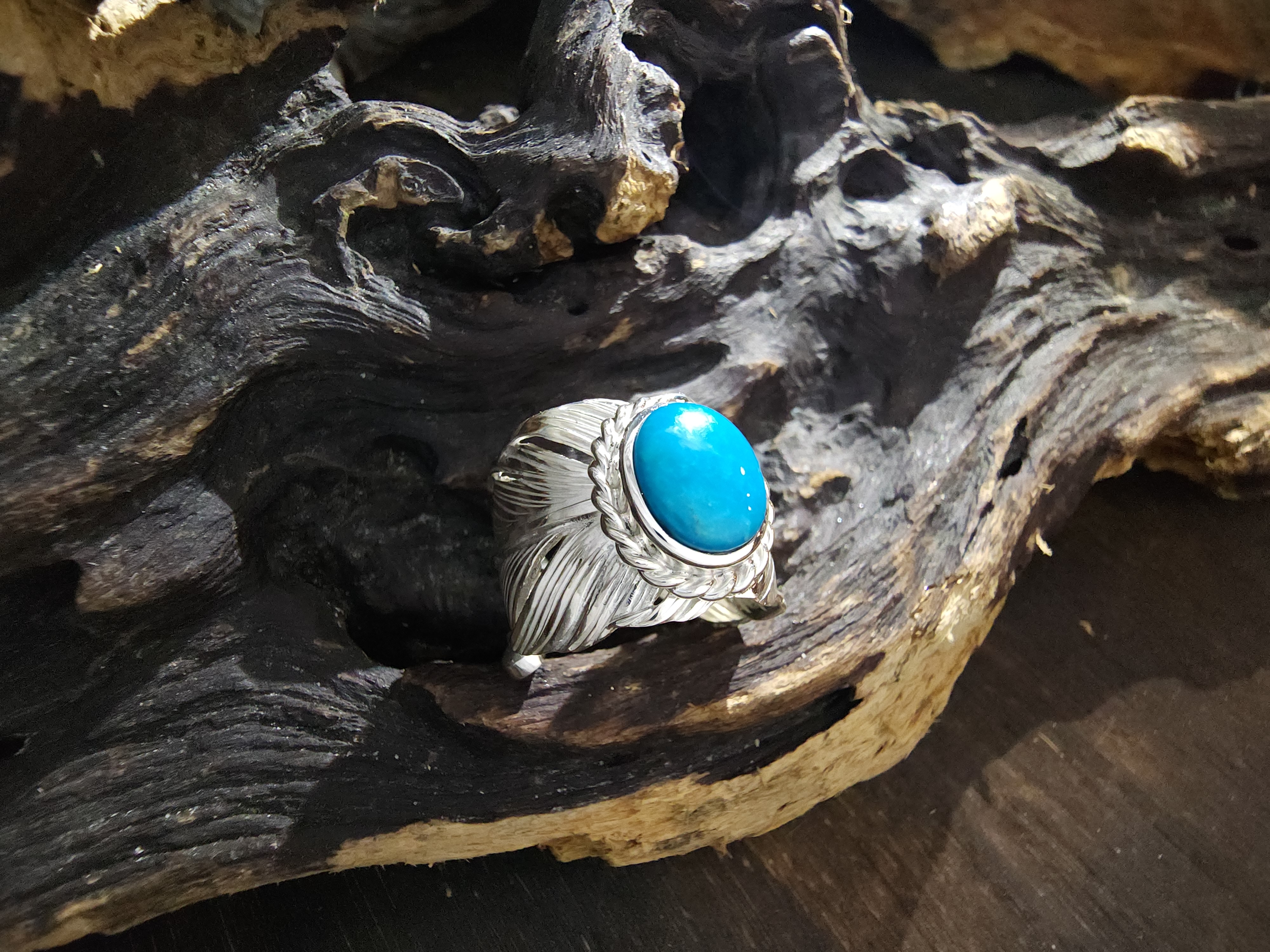 *Black Venom Jewelry- Freedom & Prayer 純銀勃羽戒鑲 Nacozari 松石