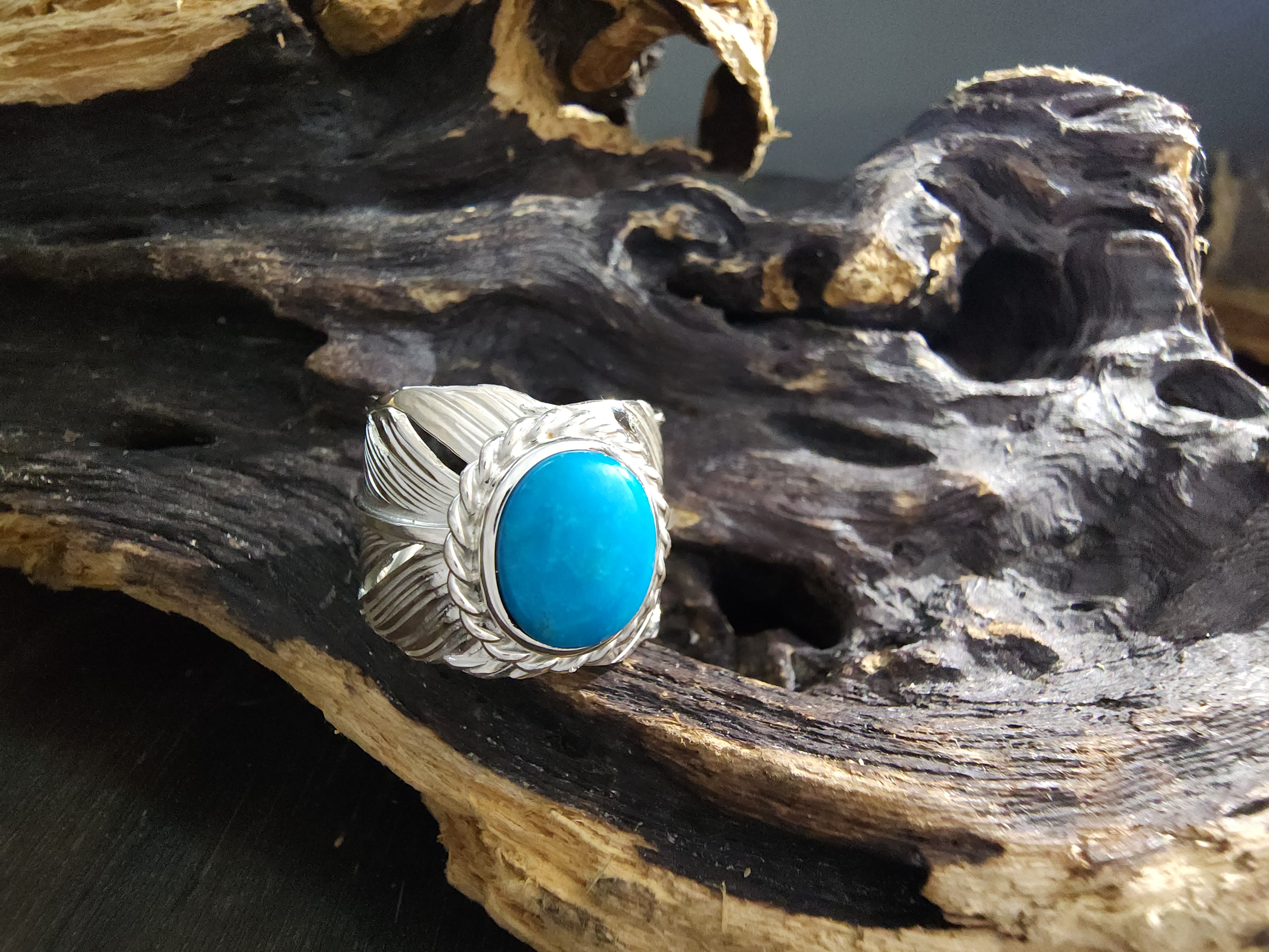 *Black Venom Jewelry- Freedom & Prayer 純銀勃羽戒鑲 Nacozari 松石