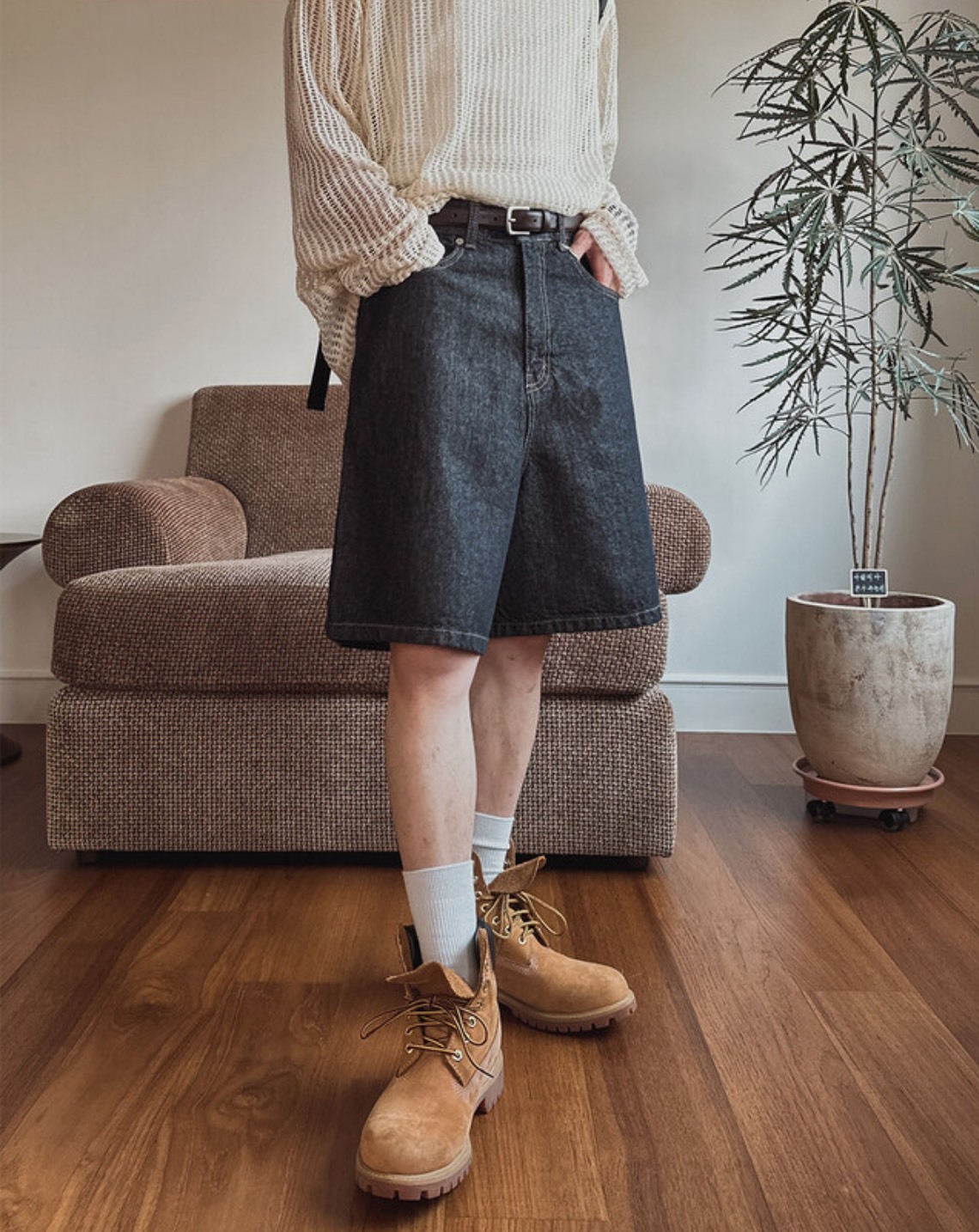 車縫丹寧牛仔短褲