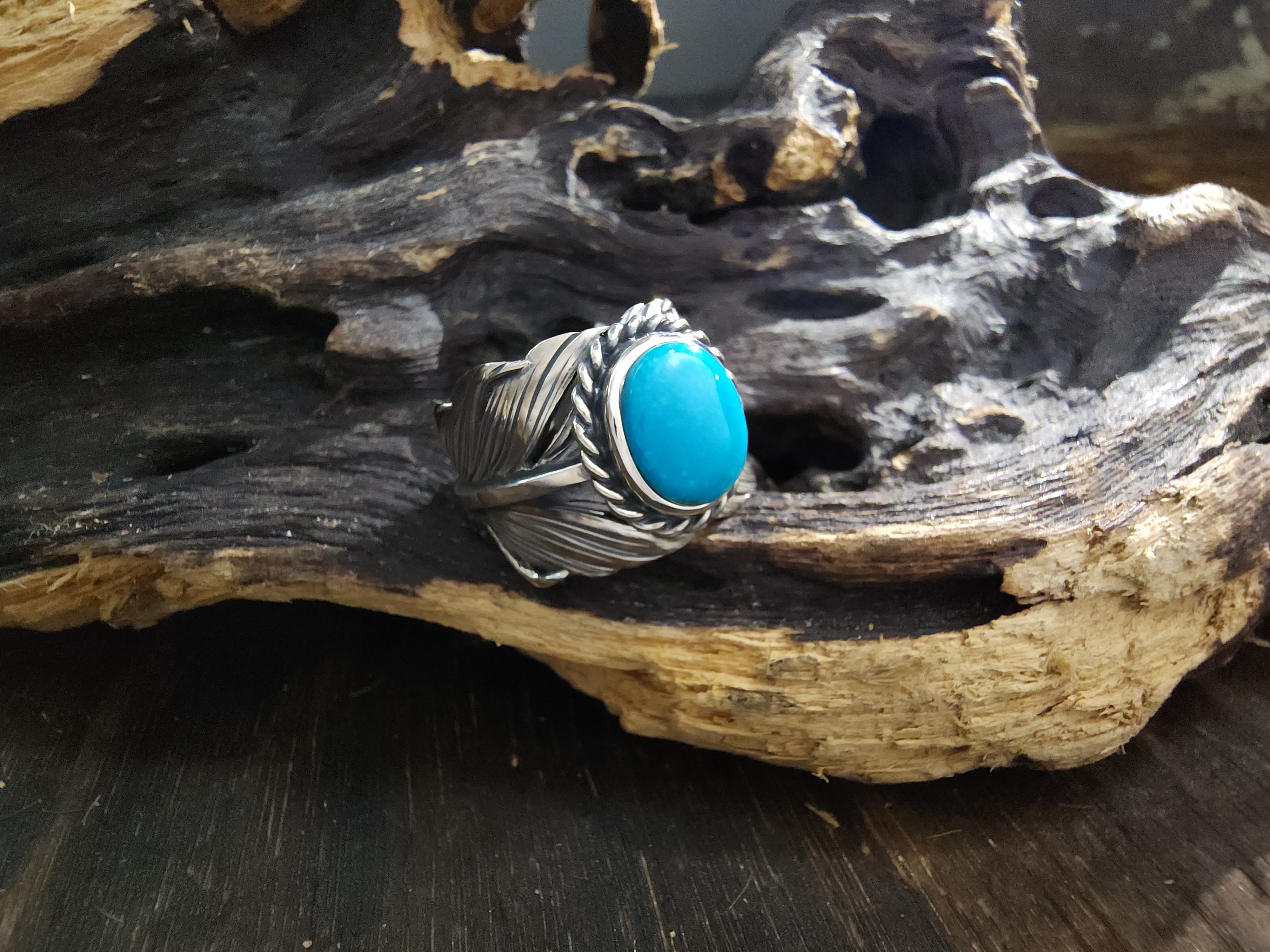 *Black Venom Jewelry- Freedom & Prayer 純銀勃羽戒鑲 Nacozari 松石