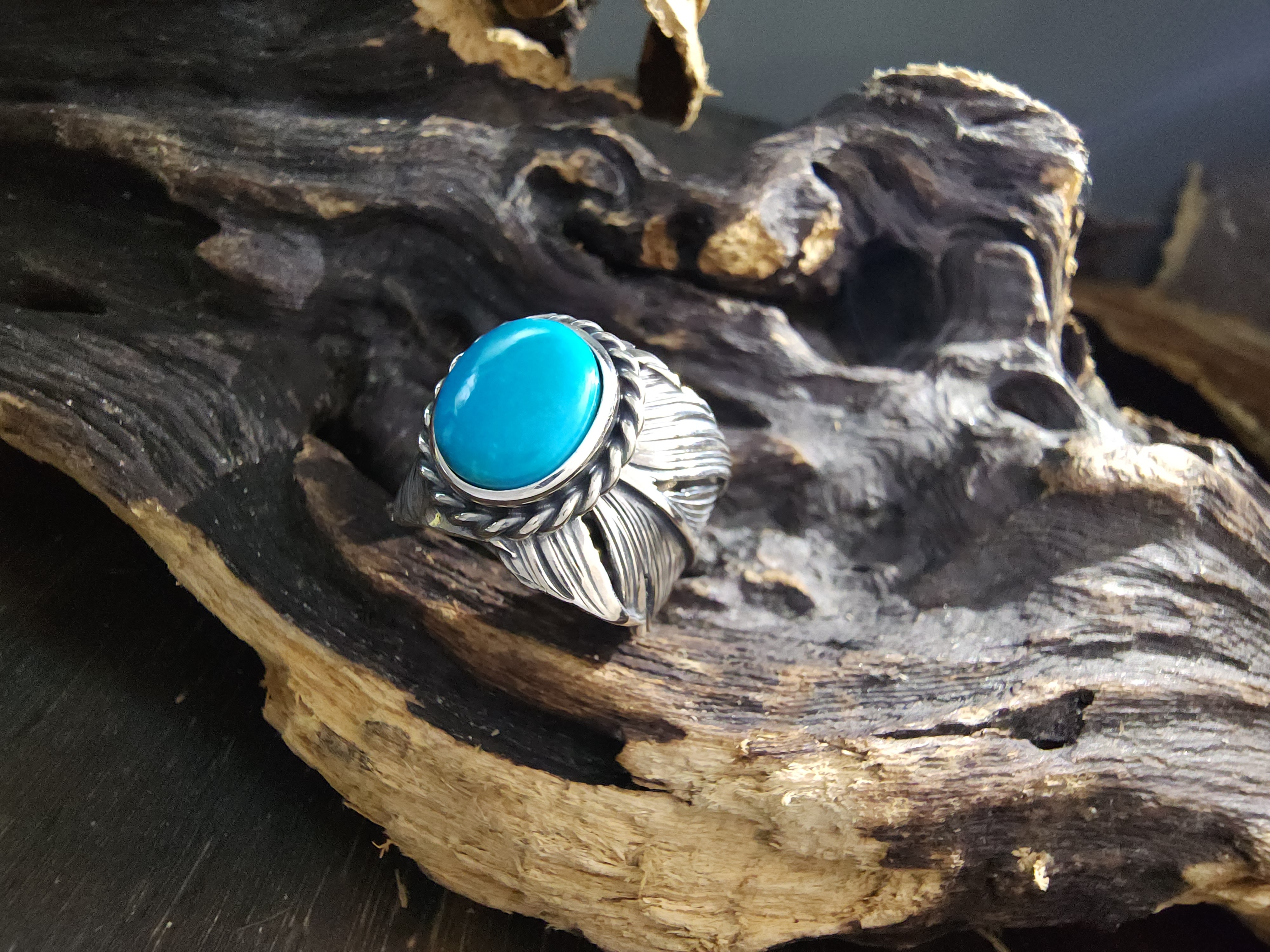 *Black Venom Jewelry- Freedom & Prayer 純銀勃羽戒鑲 Nacozari 松石