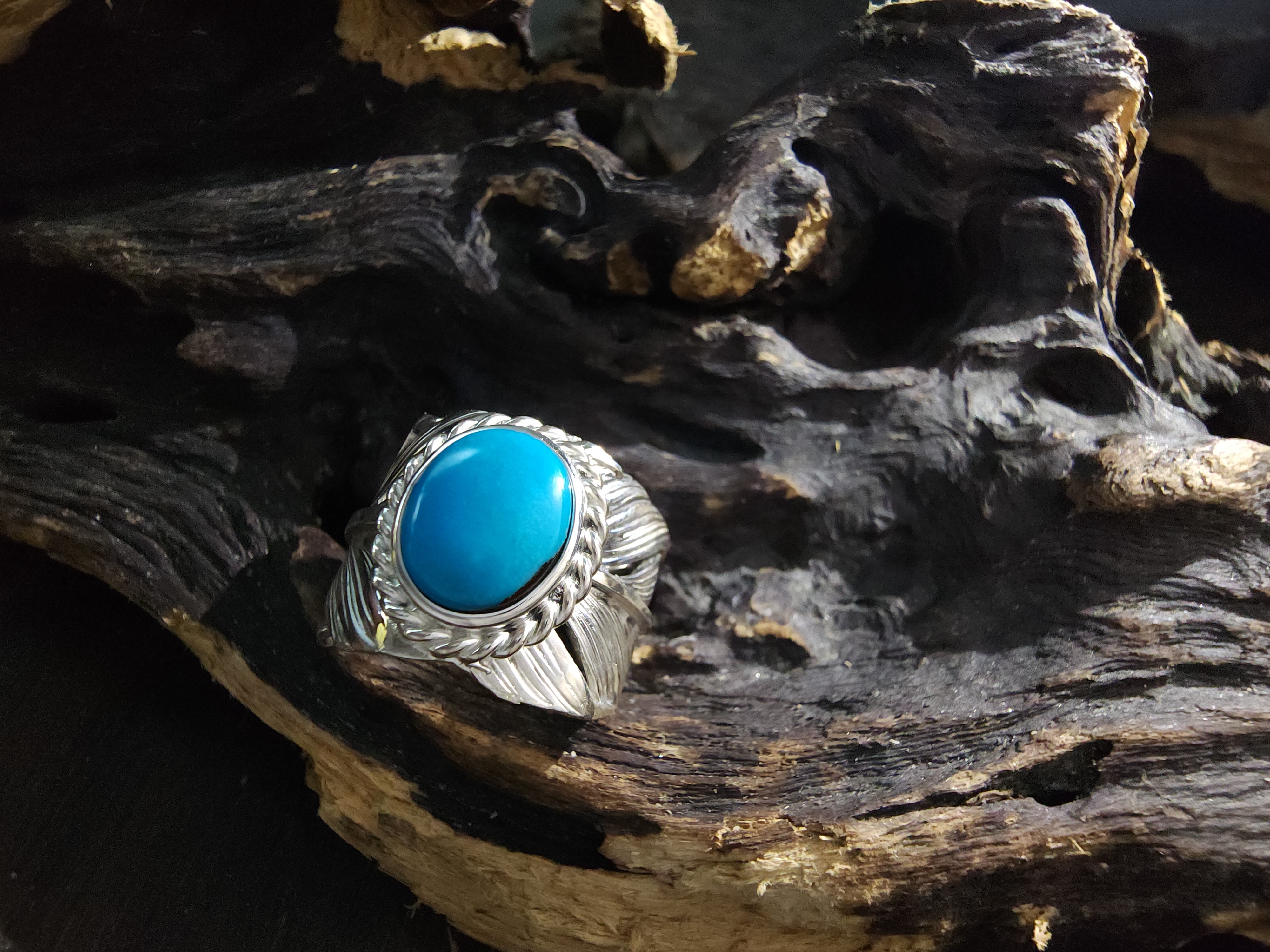 *Black Venom Jewelry- Freedom & Prayer 純銀勃羽戒鑲 Nacozari 松石