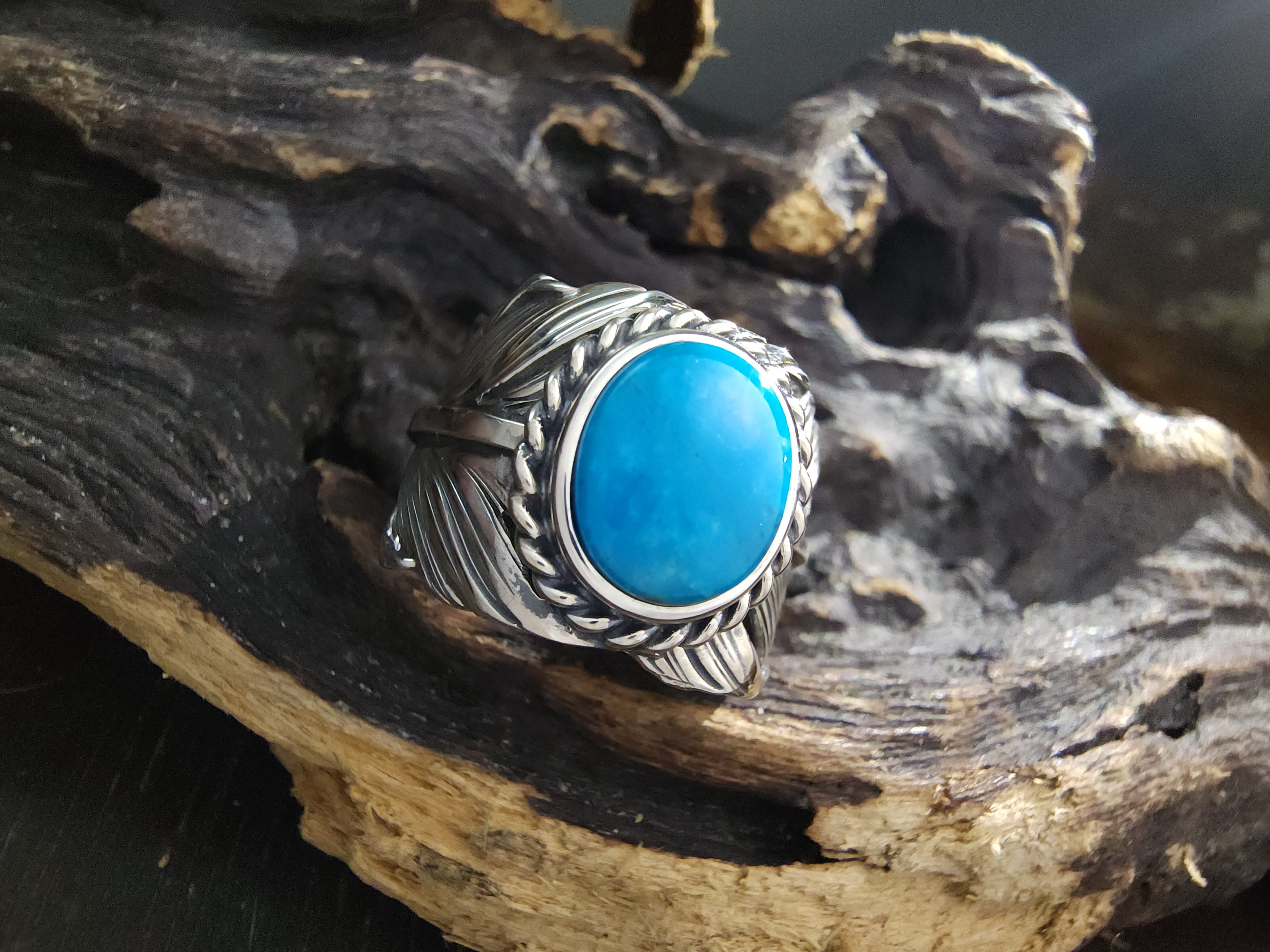 *Black Venom Jewelry- Freedom & Prayer 純銀勃羽戒鑲 Nacozari 松石