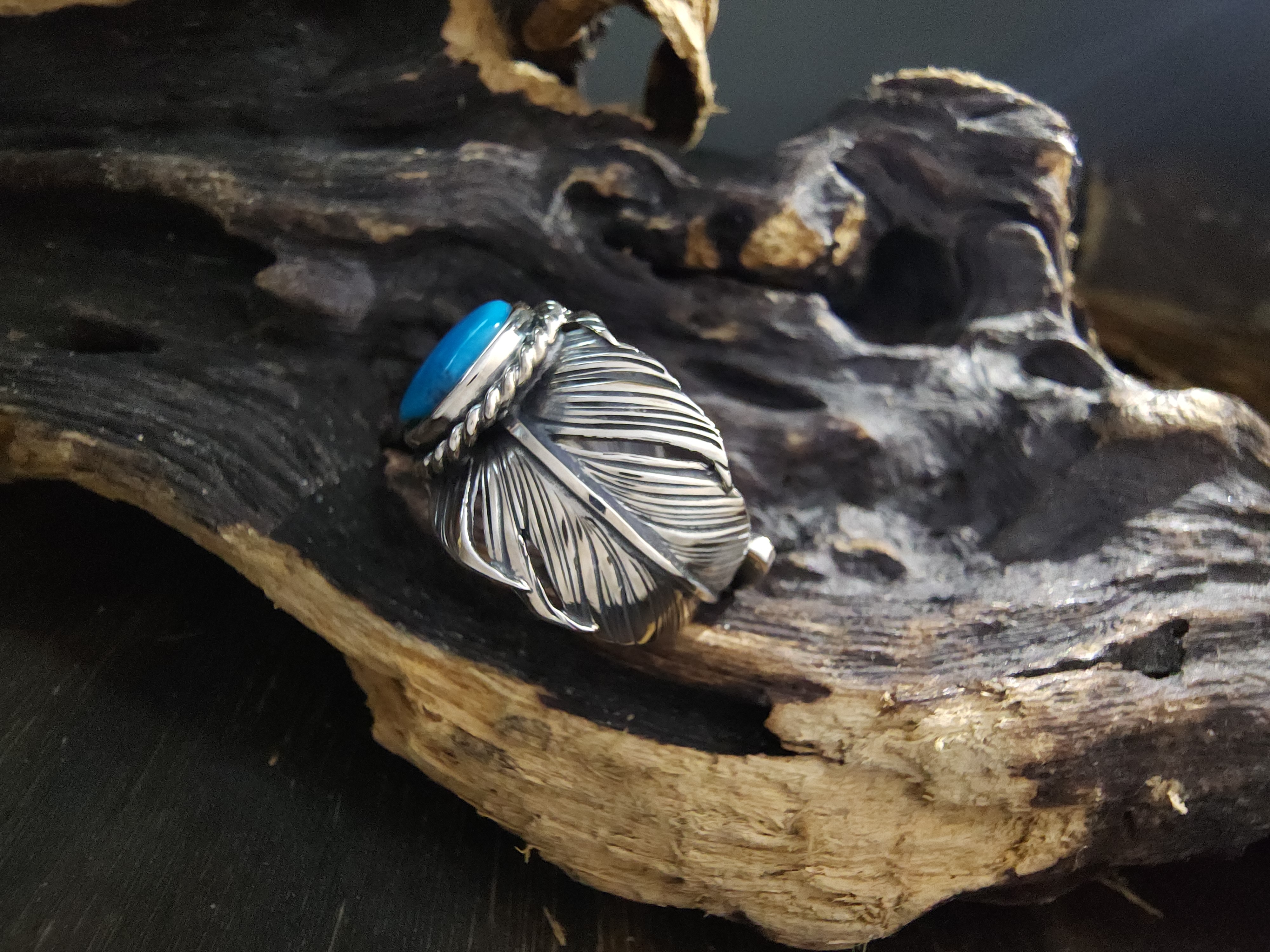 *Black Venom Jewelry- Freedom & Prayer 純銀勃羽戒鑲 Nacozari 松石