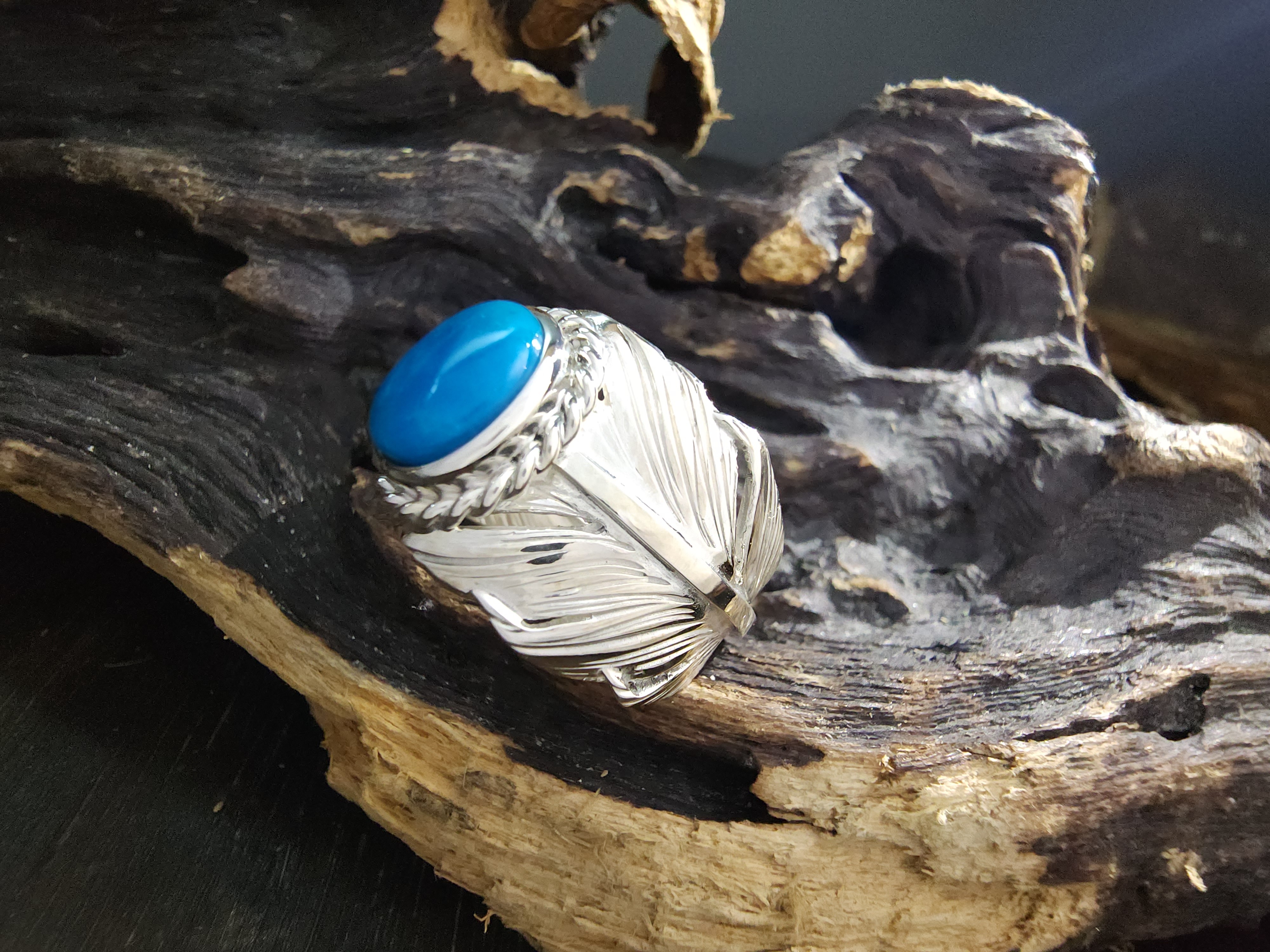 *Black Venom Jewelry- Freedom & Prayer 純銀勃羽戒鑲 Nacozari 松石