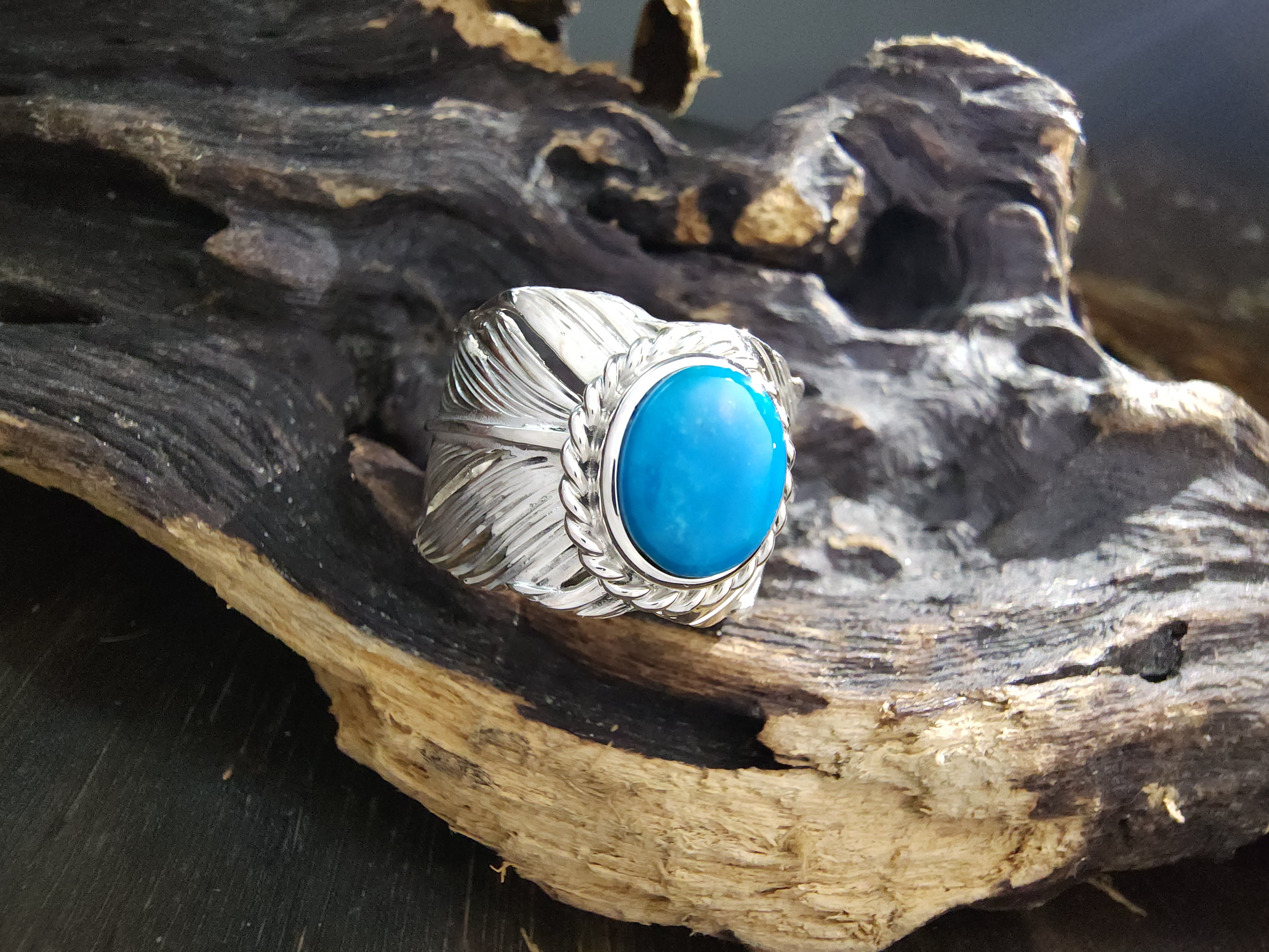 *Black Venom Jewelry- Freedom & Prayer 純銀勃羽戒鑲 Nacozari 松石