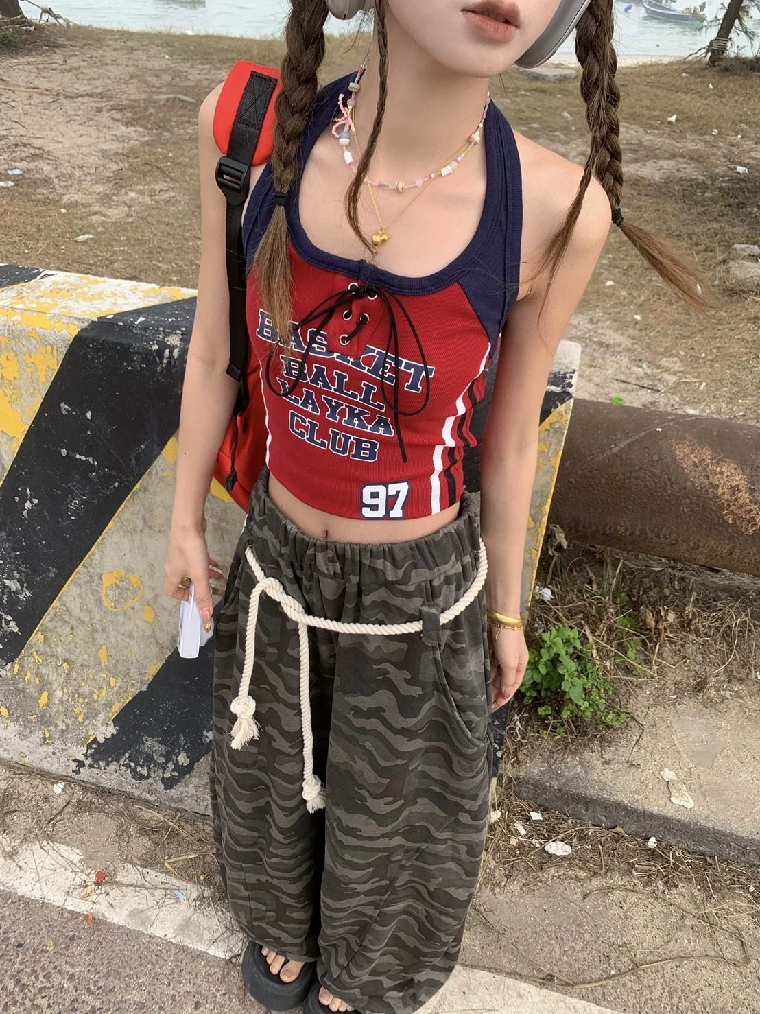 (GOAL) 掛脖吊帶背心 修身無袖 短版背心 TX218