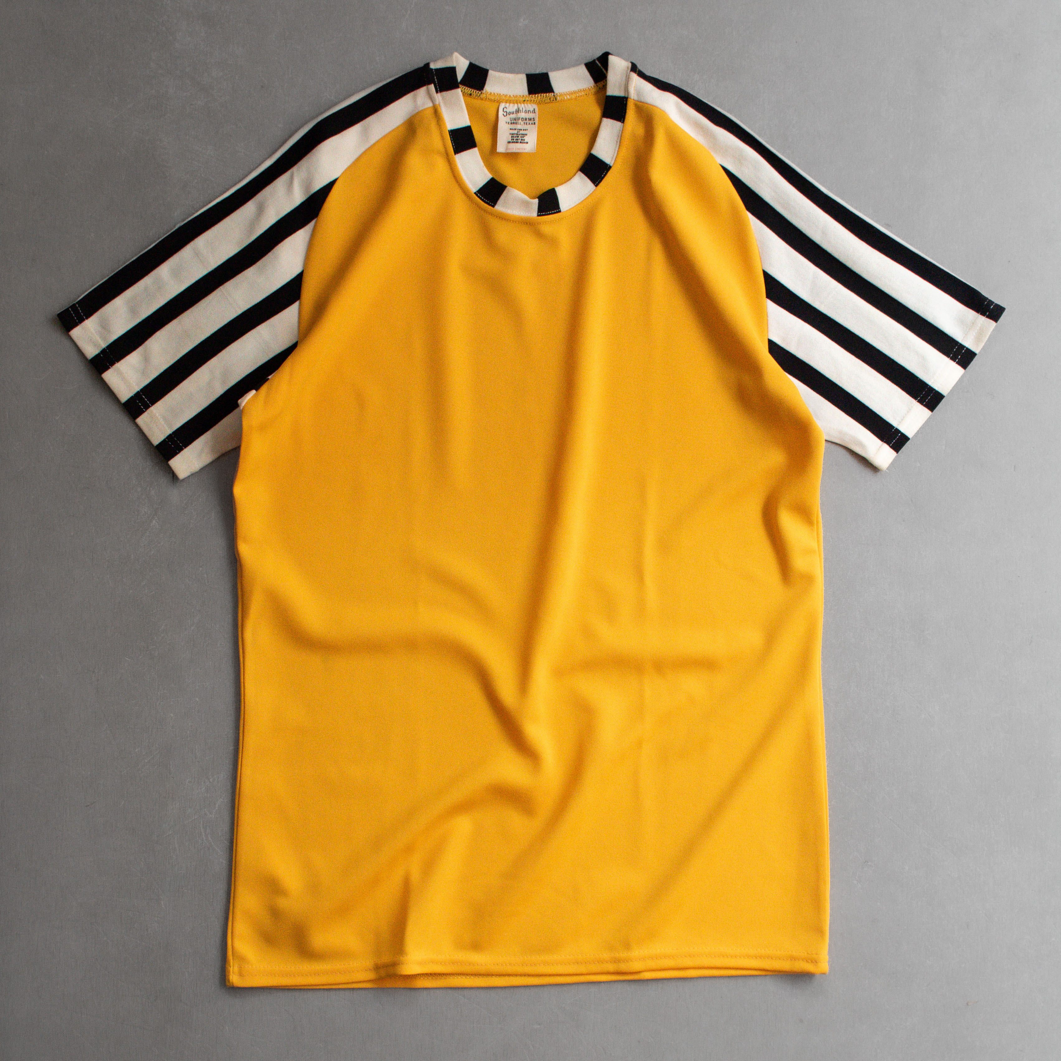 60-70S SOUTHLAND UNIFORMS JERSEY 美國 黃色 條紋 斜肩 網眼 短袖 T恤