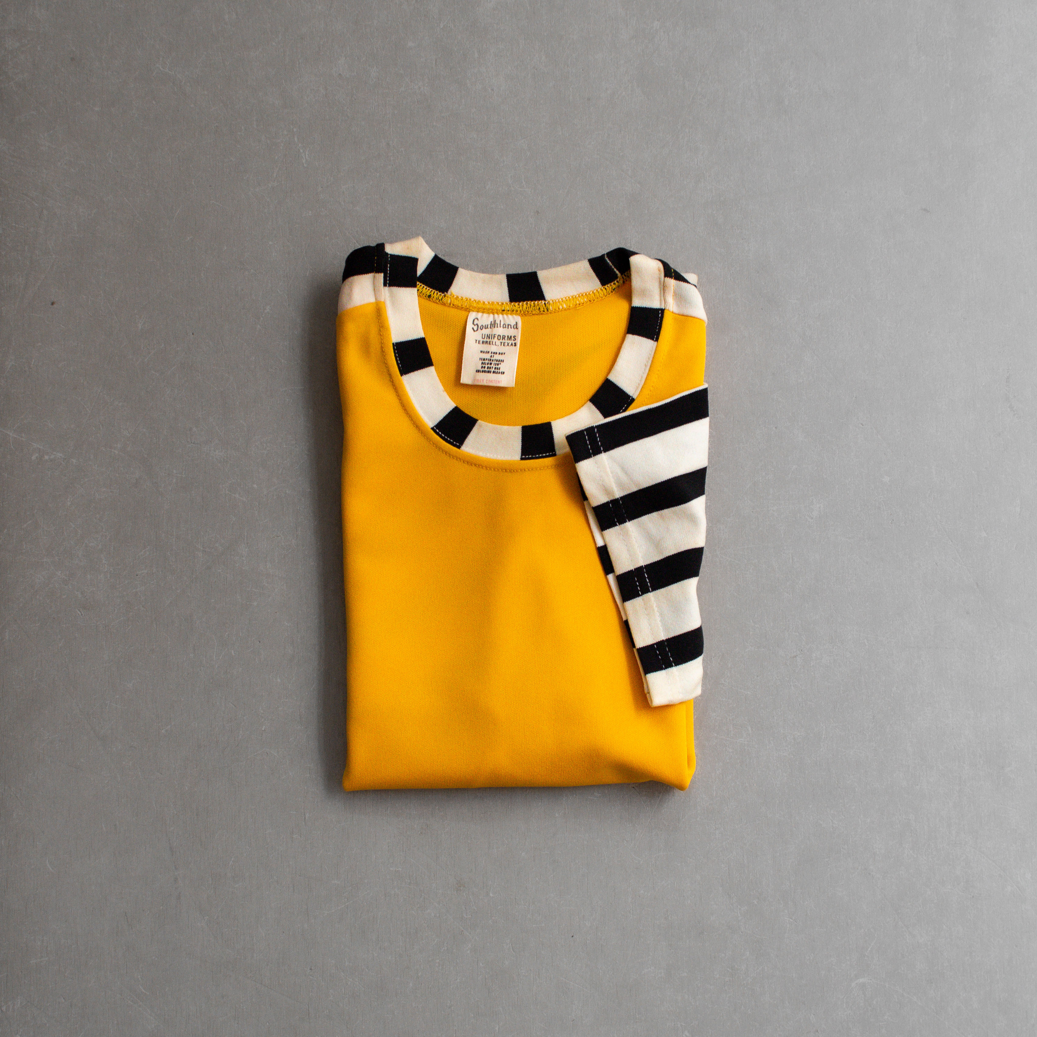 60-70S SOUTHLAND UNIFORMS JERSEY 美國 黃色 條紋 斜肩 網眼 短袖 T恤