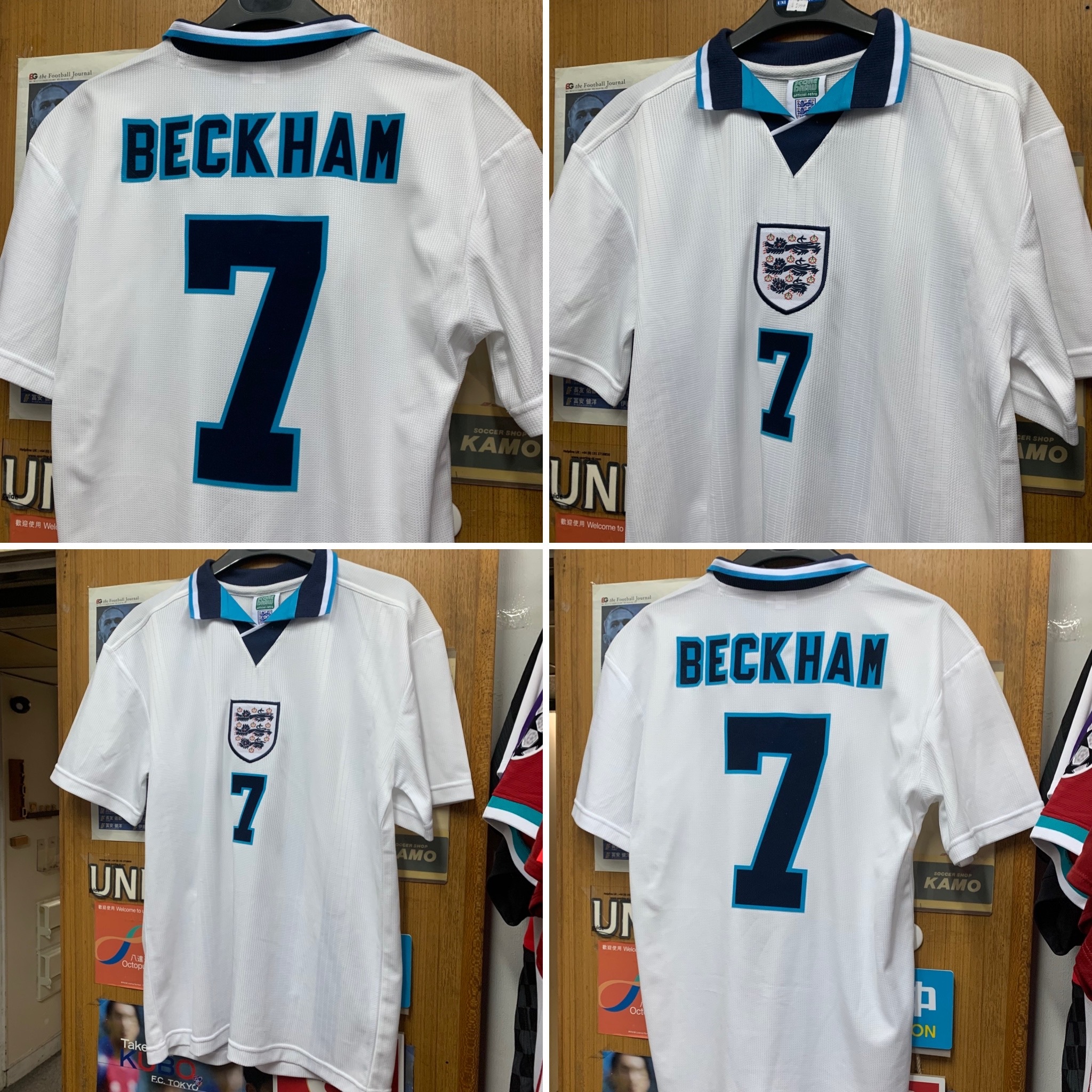 1996 ScoreDraw England Retro Home Shirt with 7 BECKHAM [Used, M 90% New]
