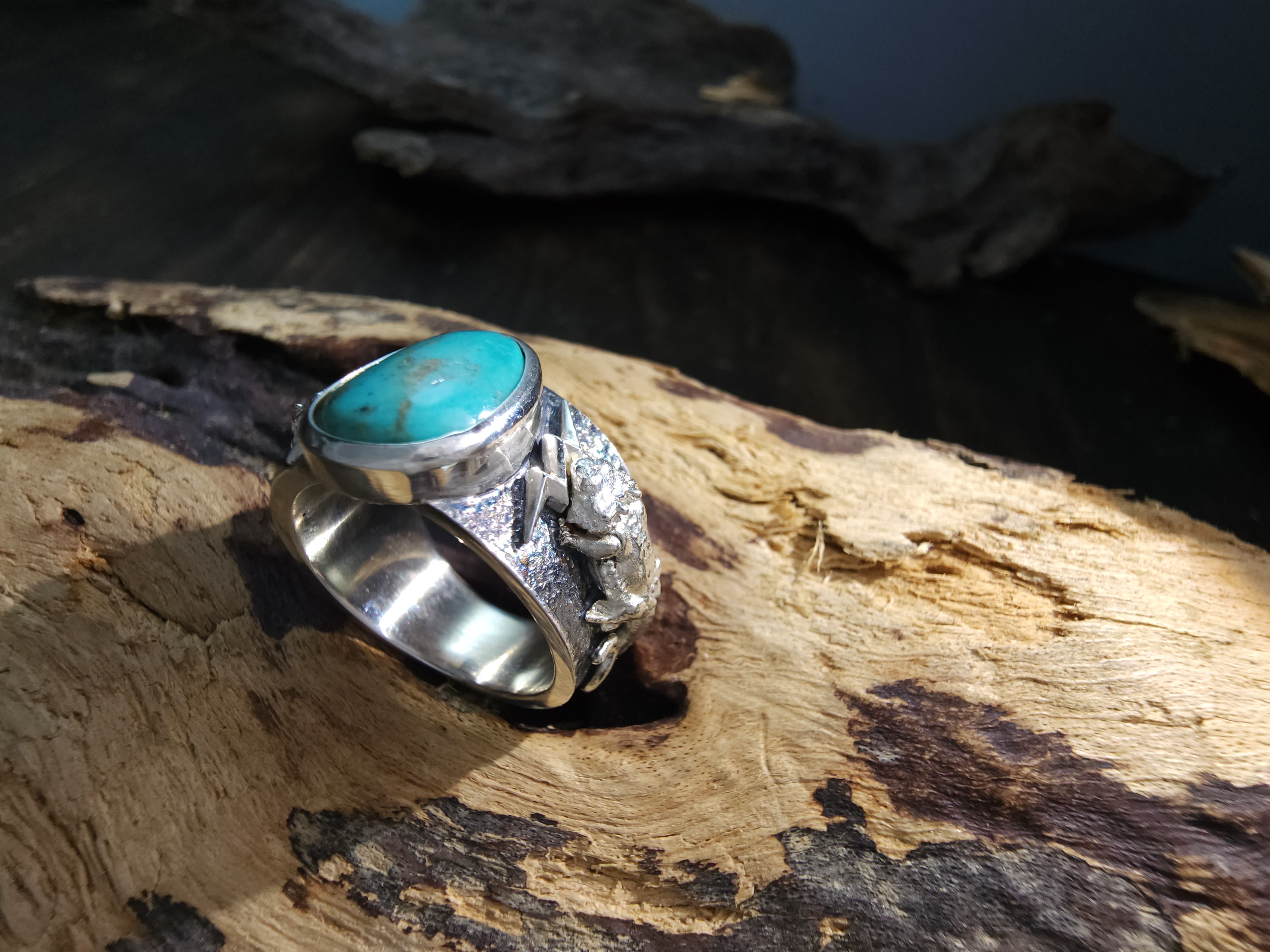 Black Venom Jewelry- Freedom & Prayer 純銀角蜥蜴戒鑲Morenci II 松石