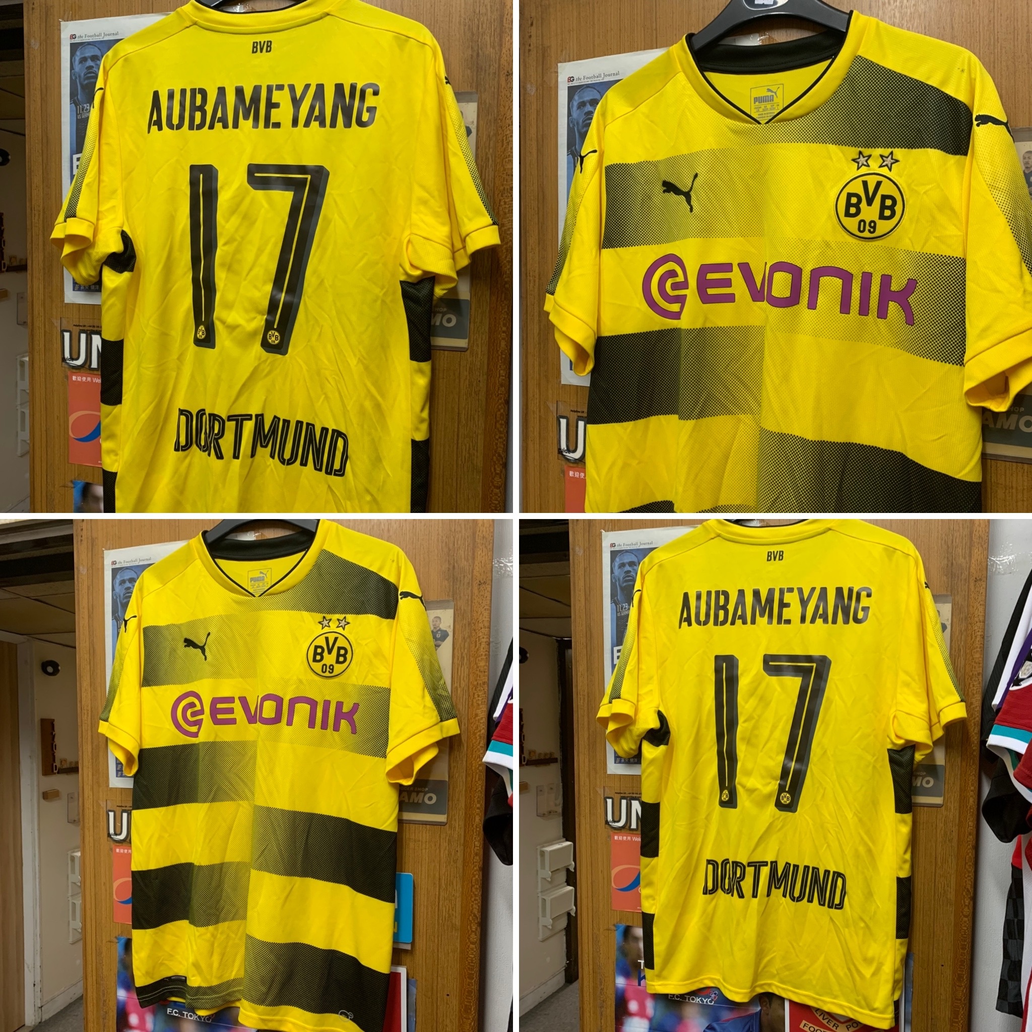 2017 Borussia Dortmund Home Shirt with 17 AUBAMEYANG [BNWT, L 100% New]