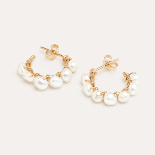 1YA0512-044 YAY PARIS Créoles Bouton - Cultured Pearls Pair Gold #22AHC-301TPBOPT101 (A-EU-E)
