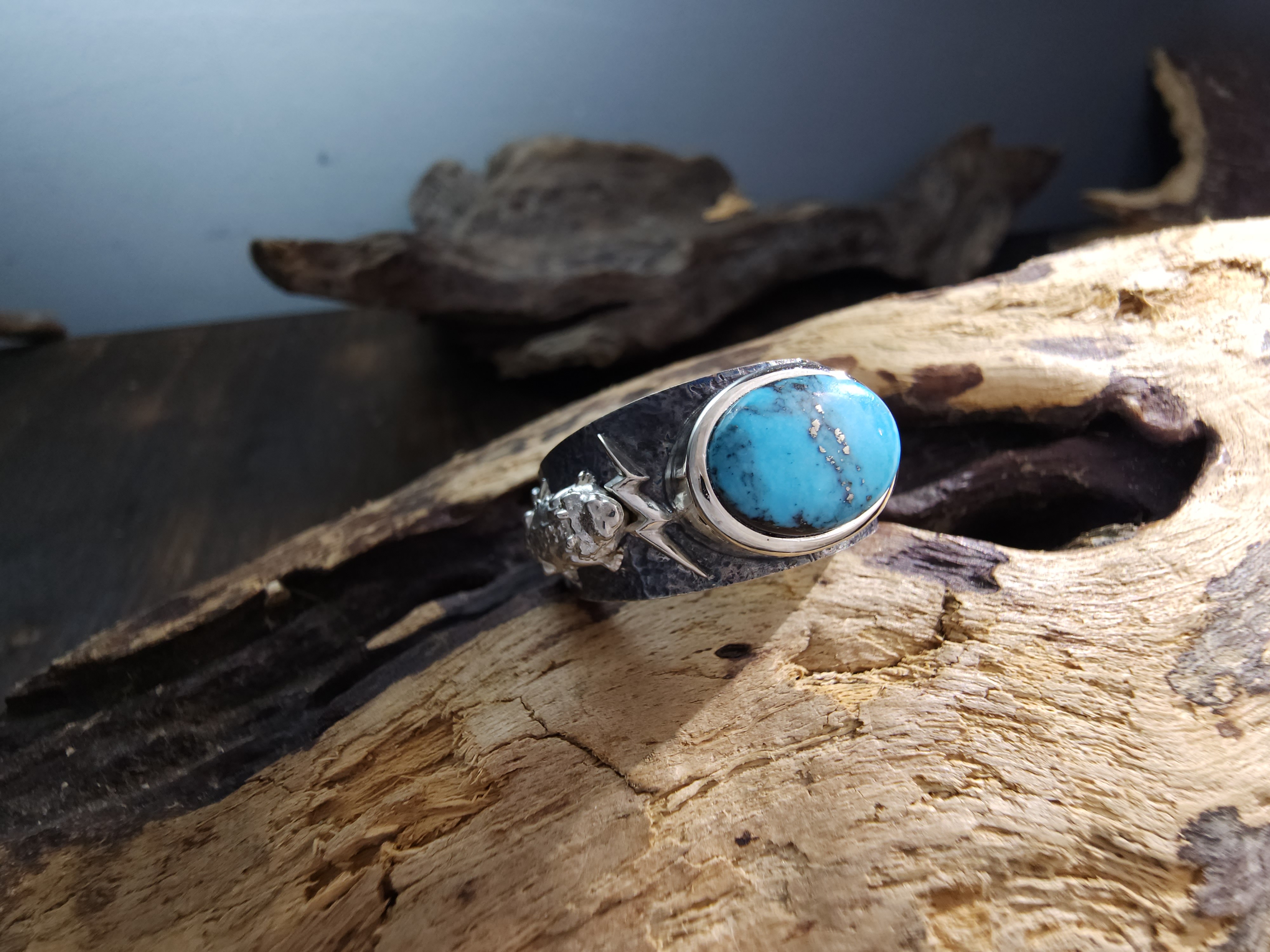 *Black Venom Jewelry- Freedom & Prayer 純銀角蜥蜴戒鑲Morenci II 松石