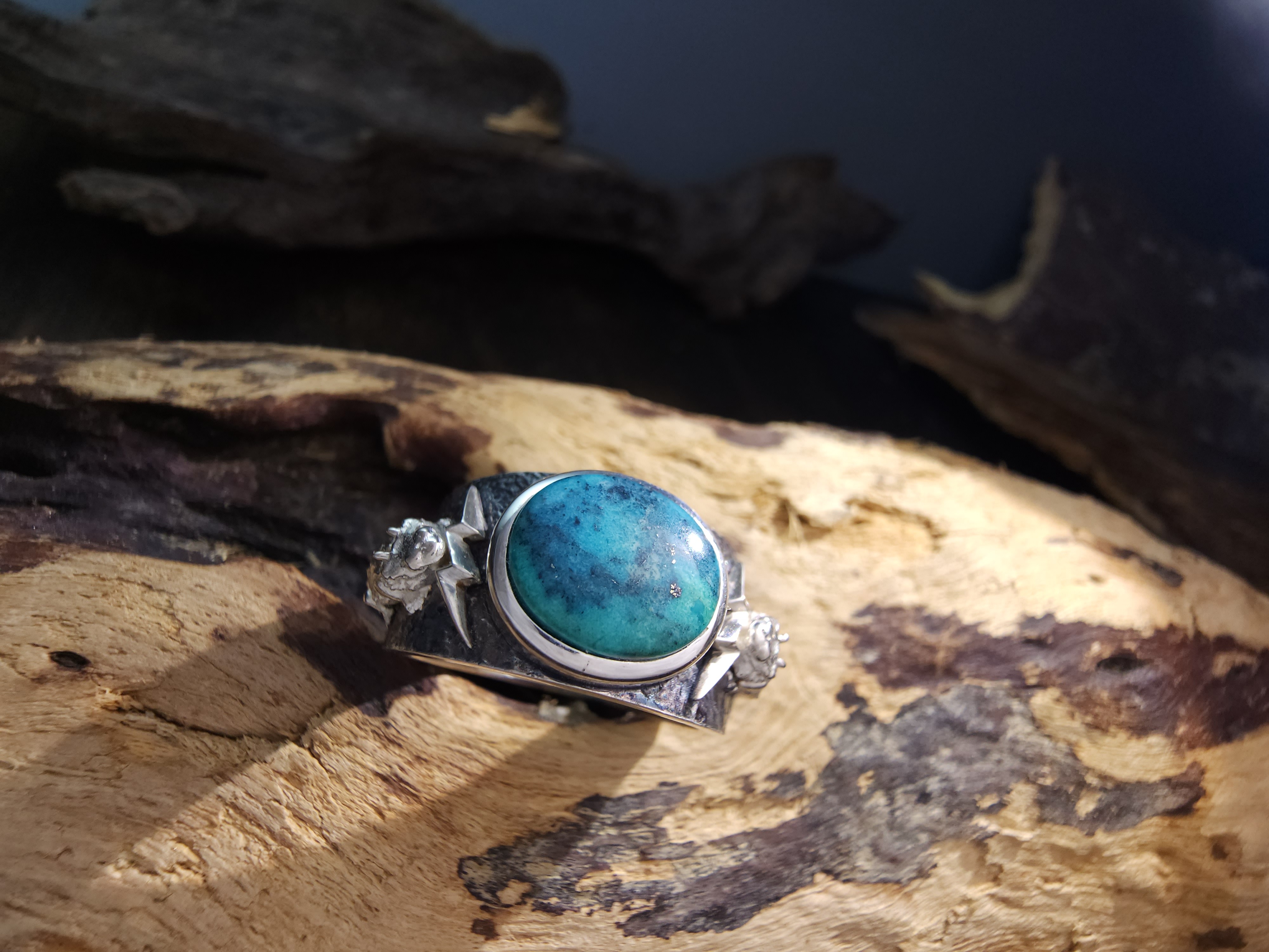 *Black Venom Jewelry- Freedom & Prayer 純銀角蜥蜴戒鑲Morenci II 松石