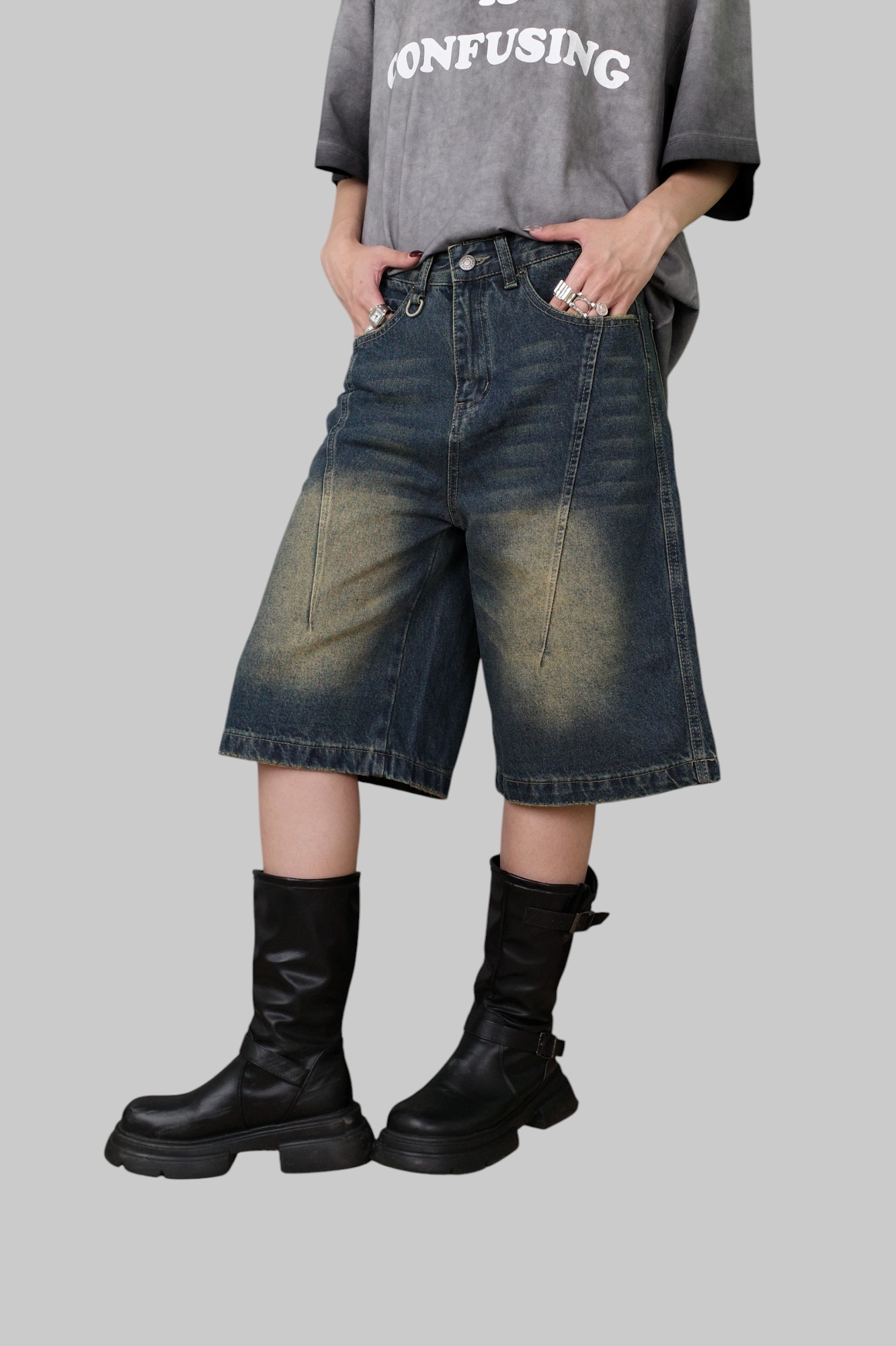 『Always_Good』做舊 水洗 牛仔 五分 短褲