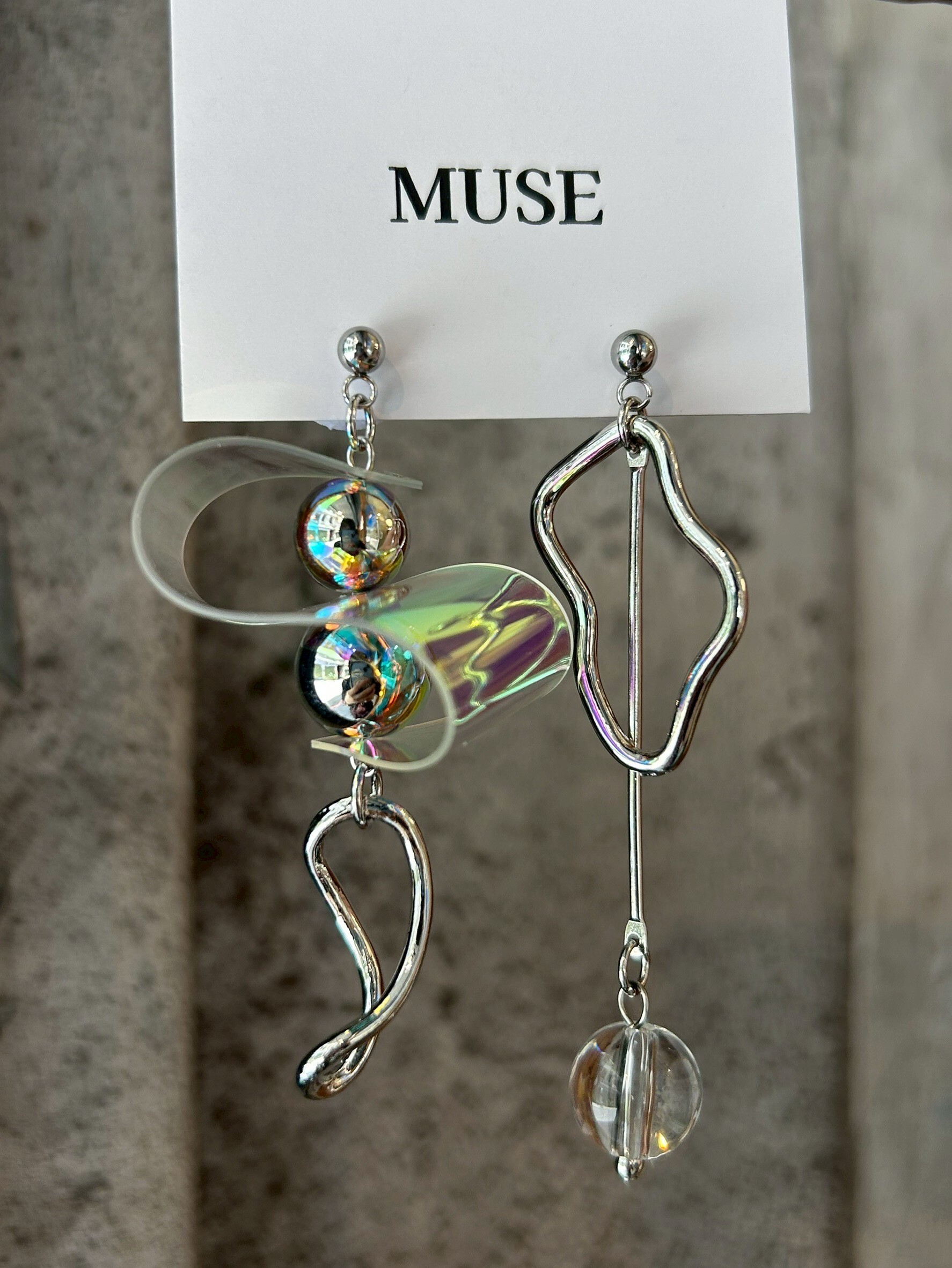 [MUSE] 異材質設計耳環 | 透明 | 耳針 | NO.24