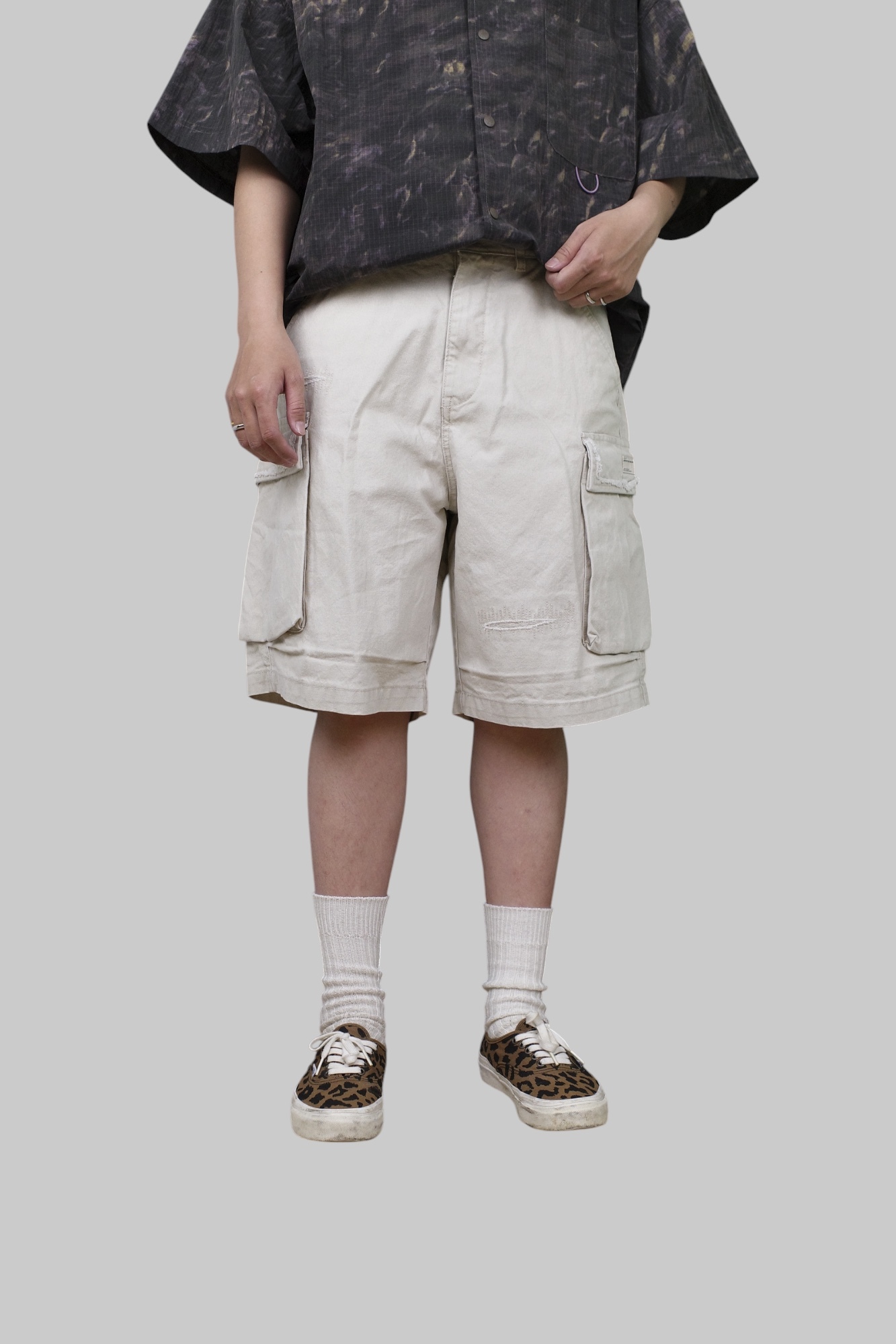 『Always_Good』做舊 破壞 補丁 五分 短褲