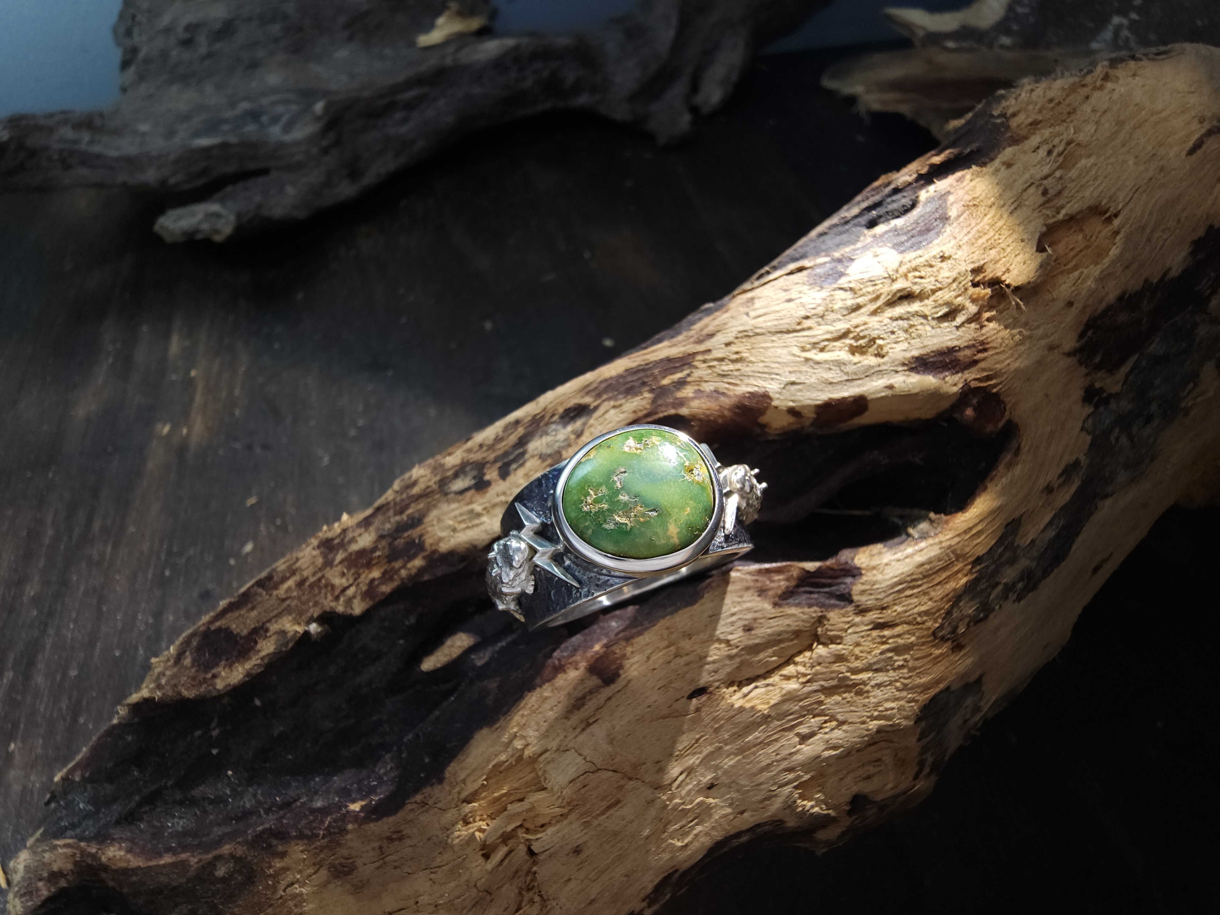 *Black Venom Jewelry- Freedom & Prayer 純銀角蜥蜴戒鑲 Sonora Gold 松石