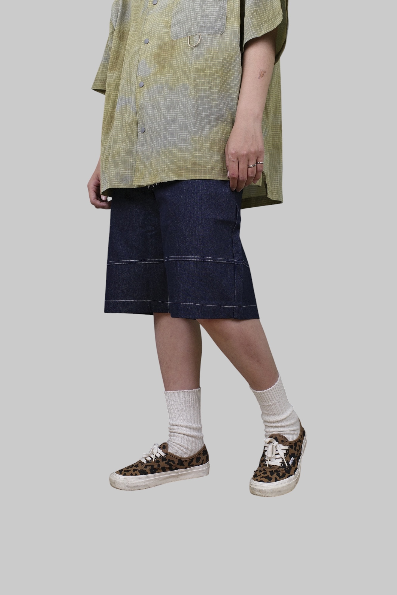 『Always_Good』重磅 刺繡 字體 牛仔 六分 短褲