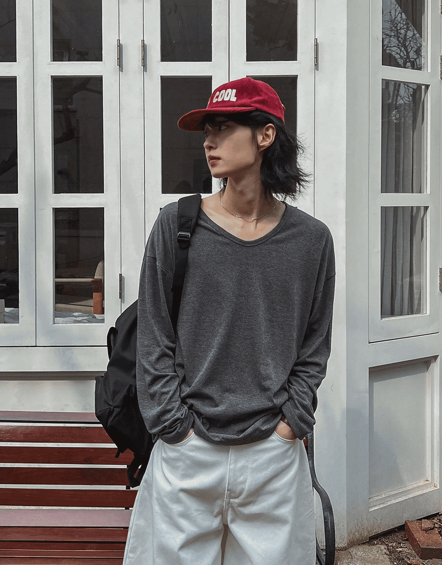 Lawson 絲質 Overfit U領長袖T