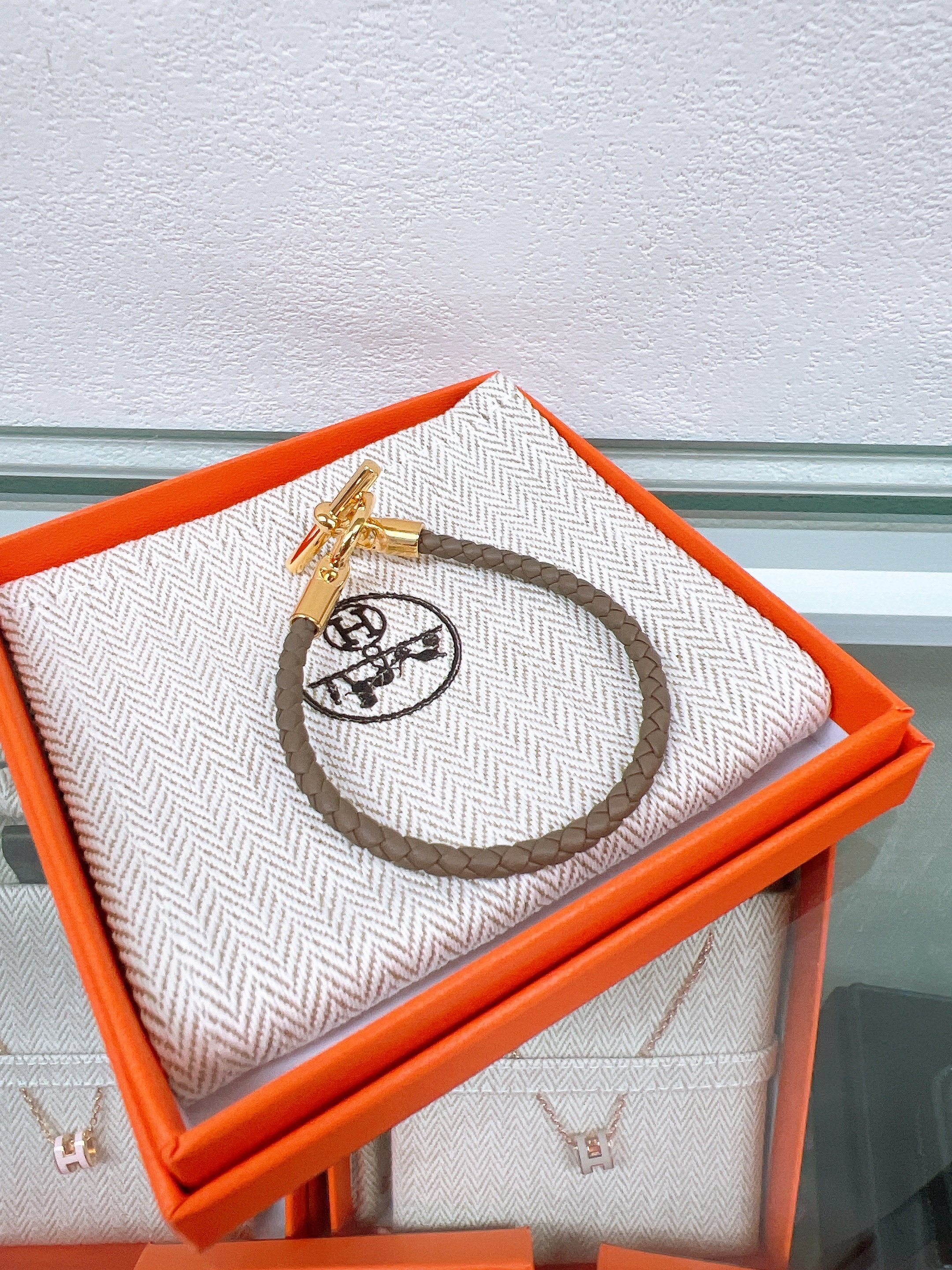 *Unused* Hermes glenan bracelet (etoupe/ GHW) T1