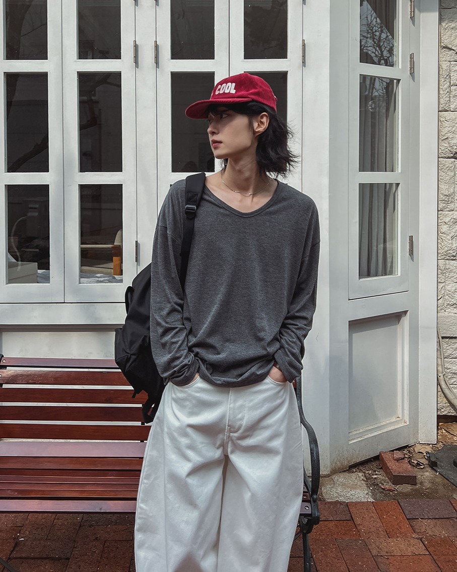 Lawson 絲質 Overfit U領長袖T