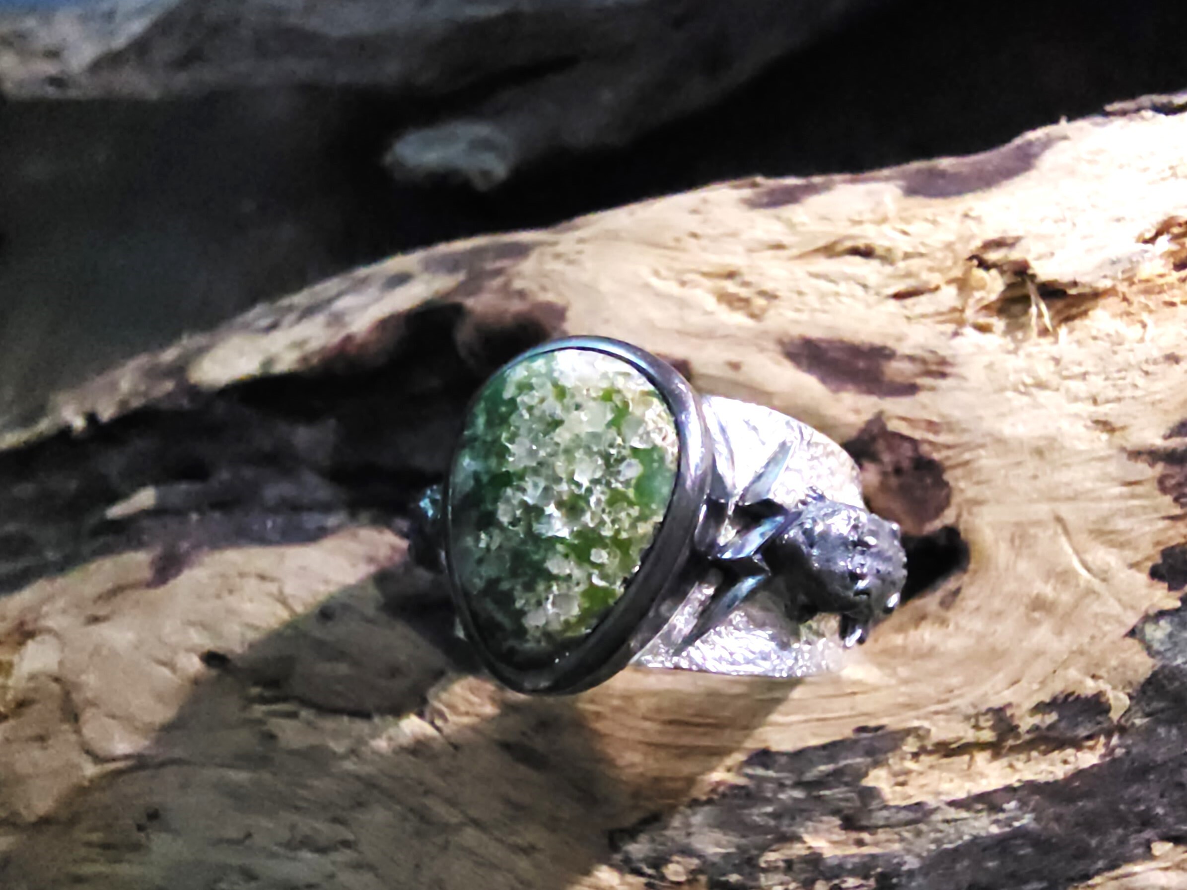 *Black Venom Jewelry- Freedom & Prayer 純銀角蜥蜴戒鑲 Sonora Gold 松石