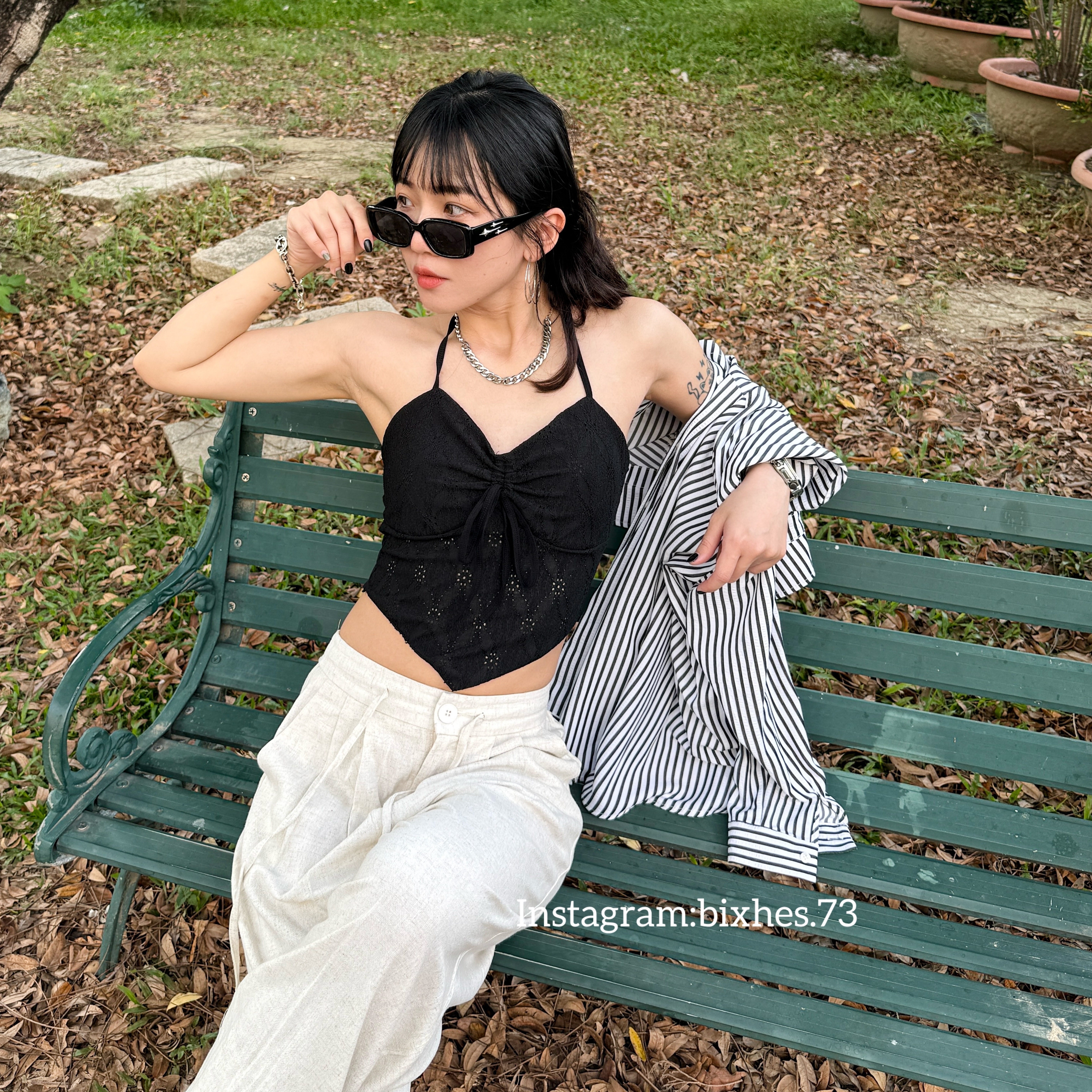 歐美掛脖黑系抹胸背心(C00088)