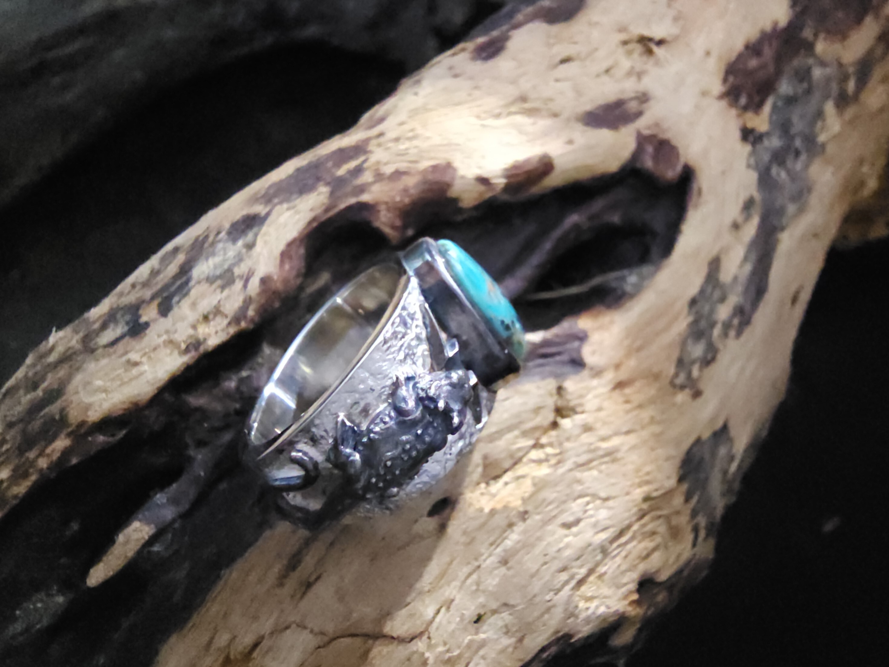 *Black Venom Jewelry- Freedom & Prayer 純銀角蜥蜴戒鑲Morenci II 松石