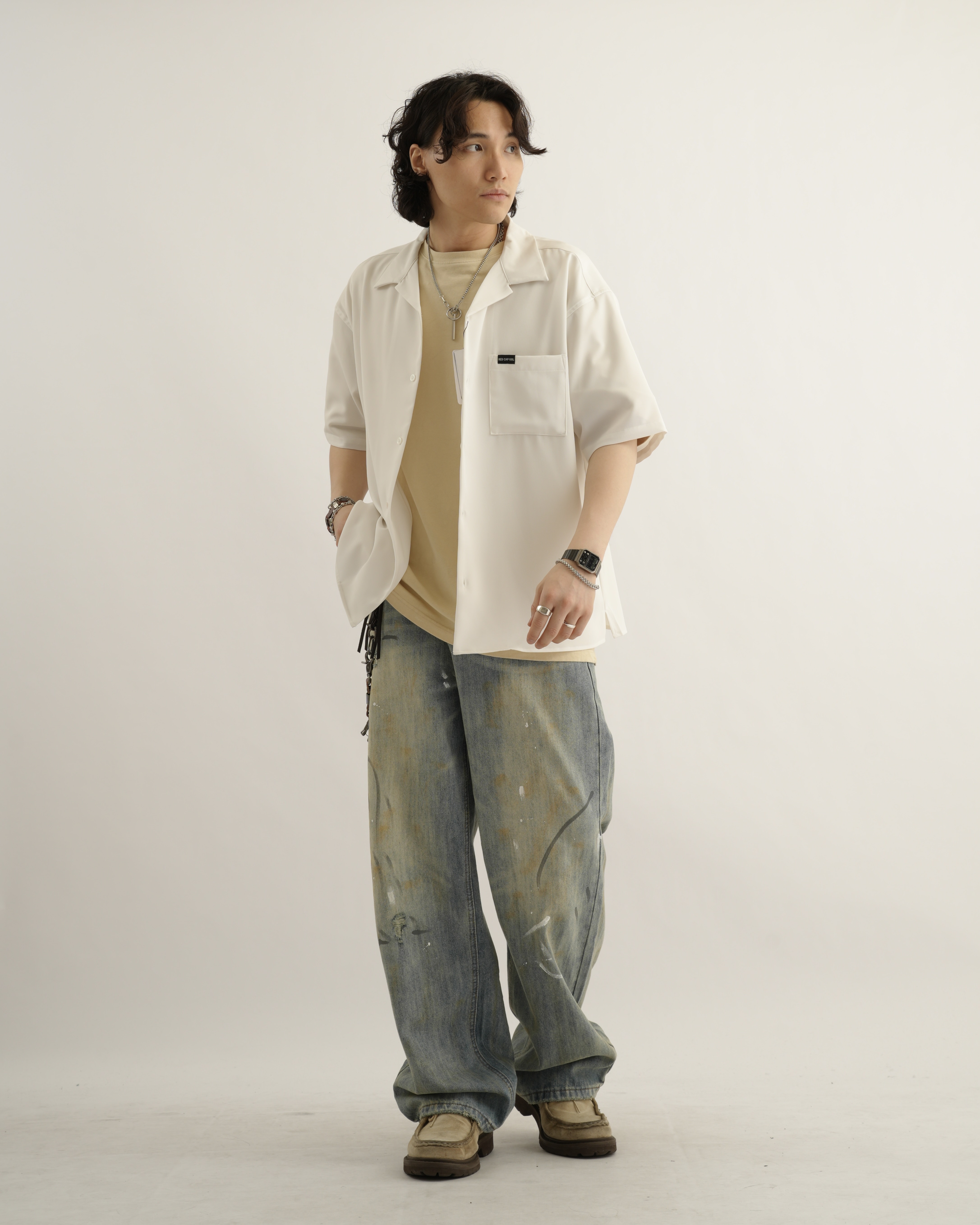 MO091 日系水洗塗鴉牛仔褲-藍色